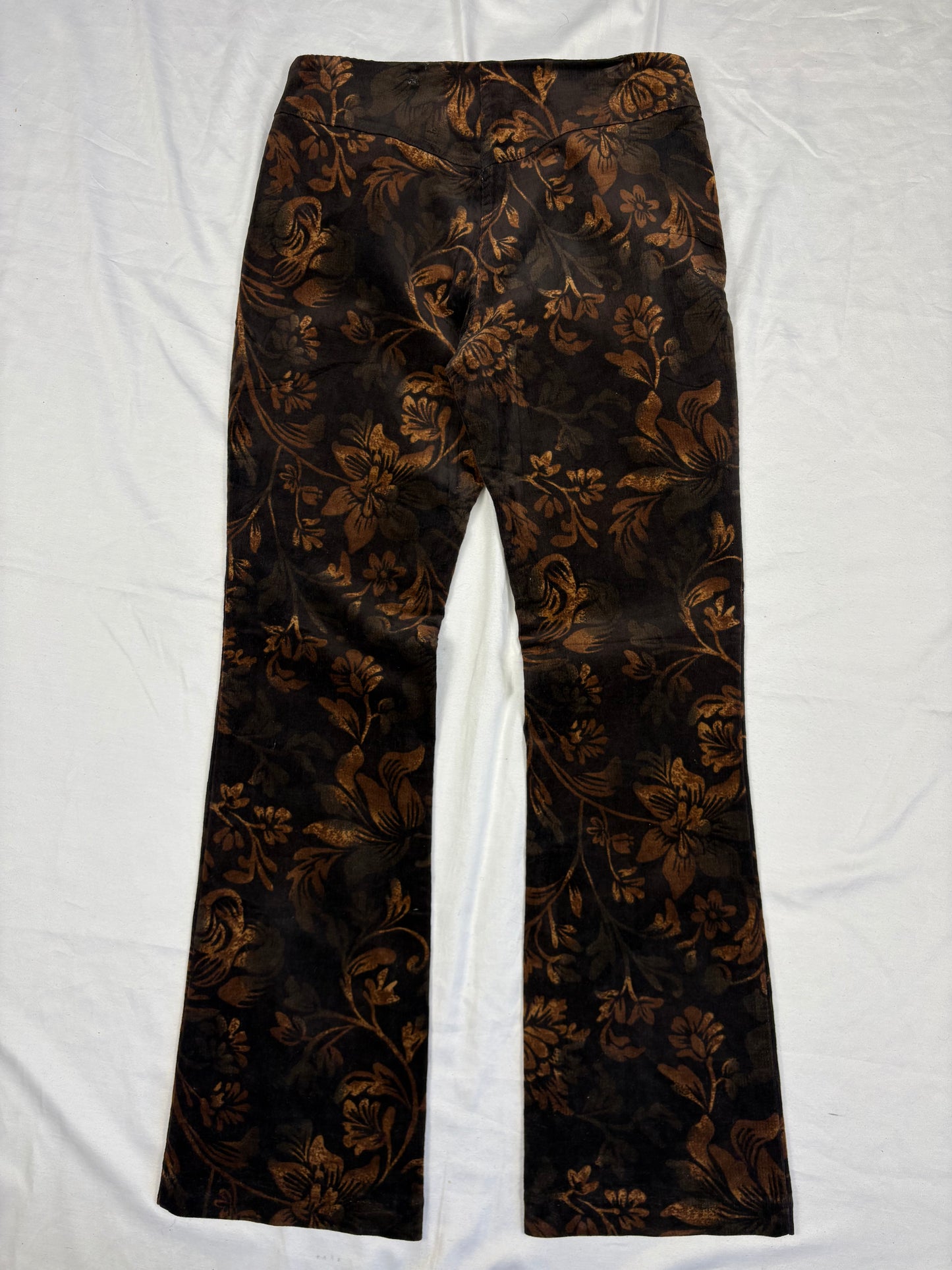 Vintage Cellophane Crushed Velvet Brown Bootcut Trousers (28x30)