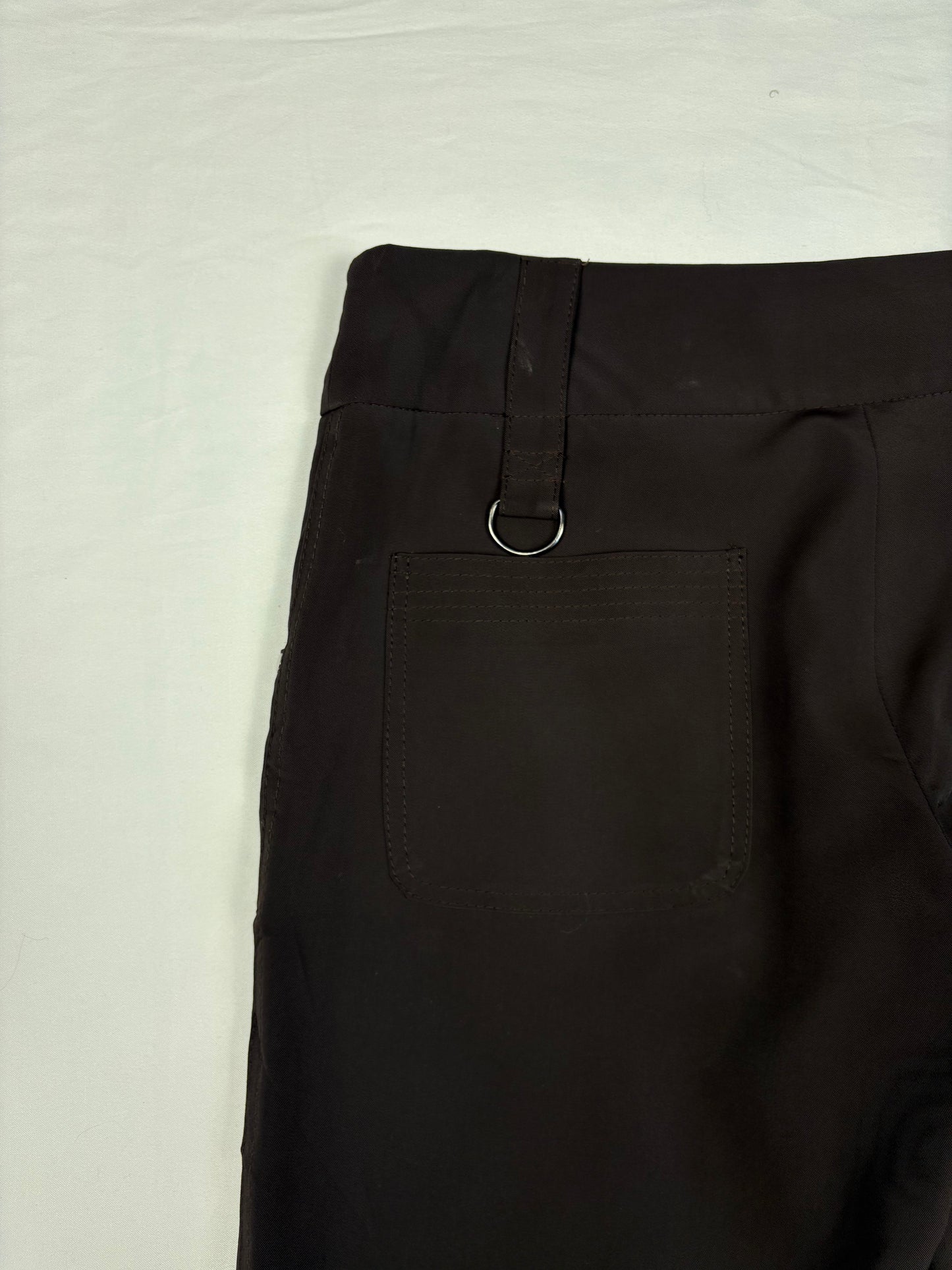 Vintage Italian Dark Brown Technical Wide Leg Trousers (34x30)