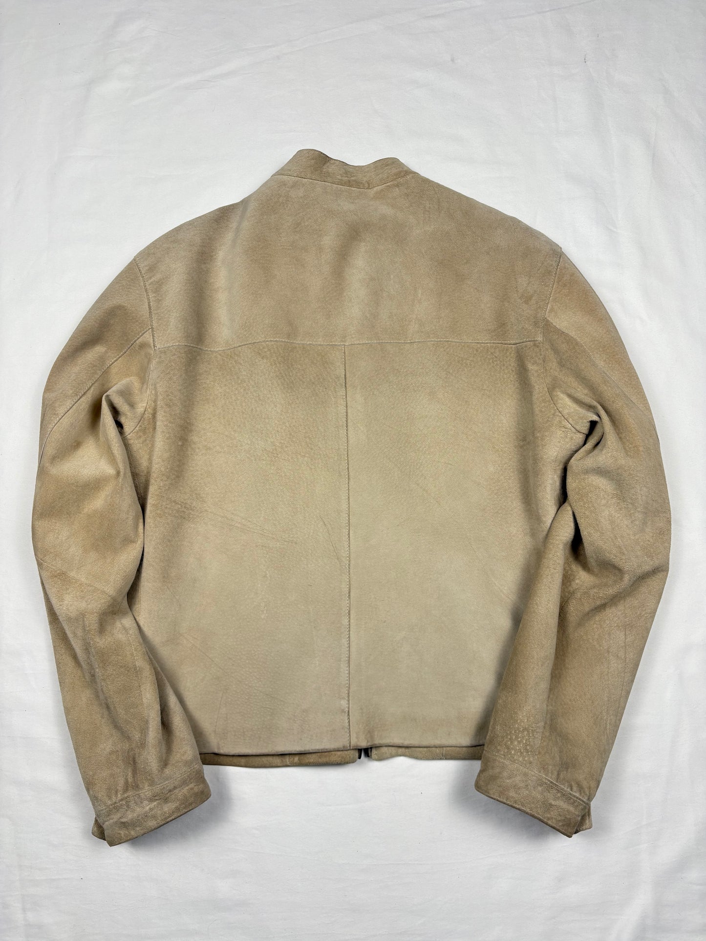 True Vintage 80s Cream Suede Double Zip Biker Jacket (M)