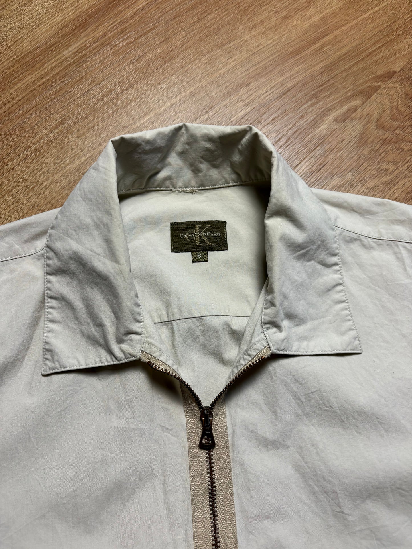 Calvin Klein 2000s Beige Zip-up Harrington Shirt (S)