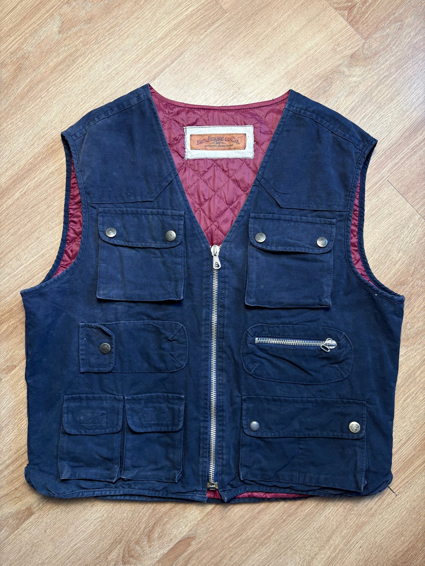 Zip Jeans & Co. 90s Technical Multi-pocket Canvas Vest (L)