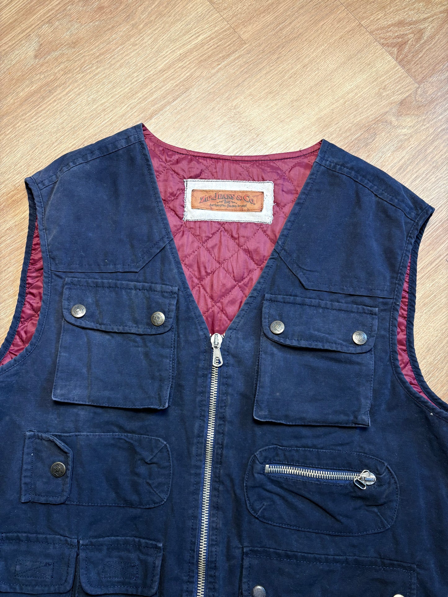 Zip Jeans & Co. 90s Technical Multi-pocket Canvas Vest (L)
