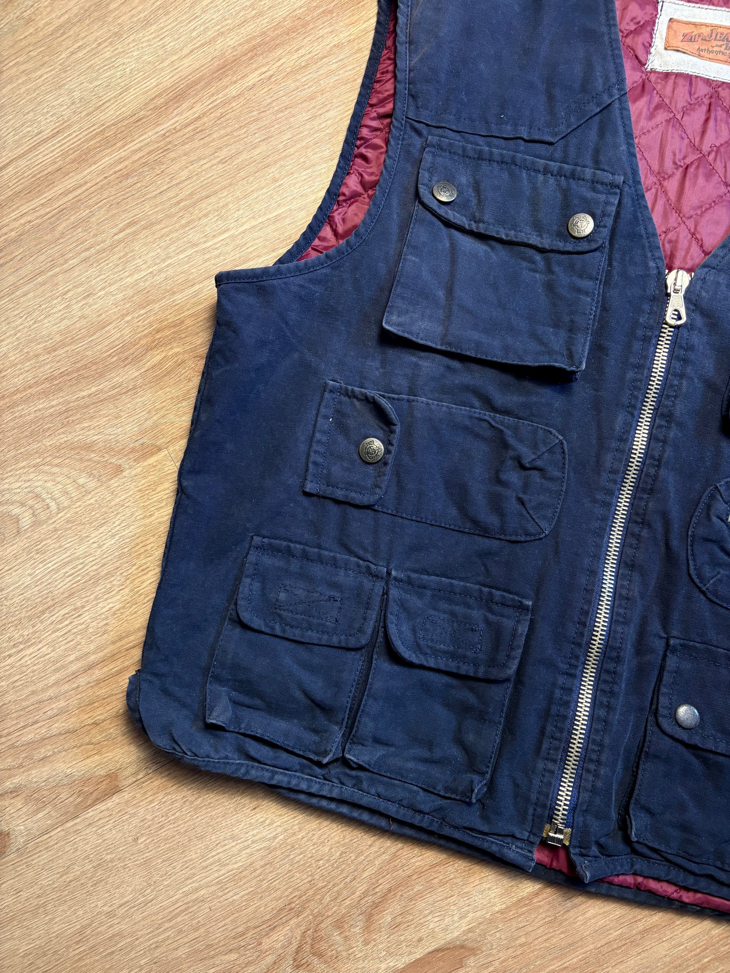 Zip Jeans & Co. 90s Technical Multi-pocket Canvas Vest (L)