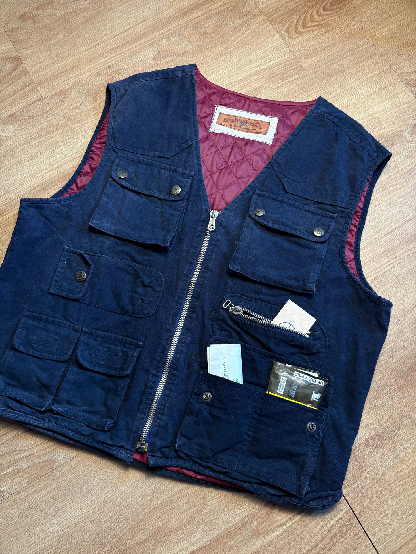 Zip Jeans & Co. 90s Technical Multi-pocket Canvas Vest (L)