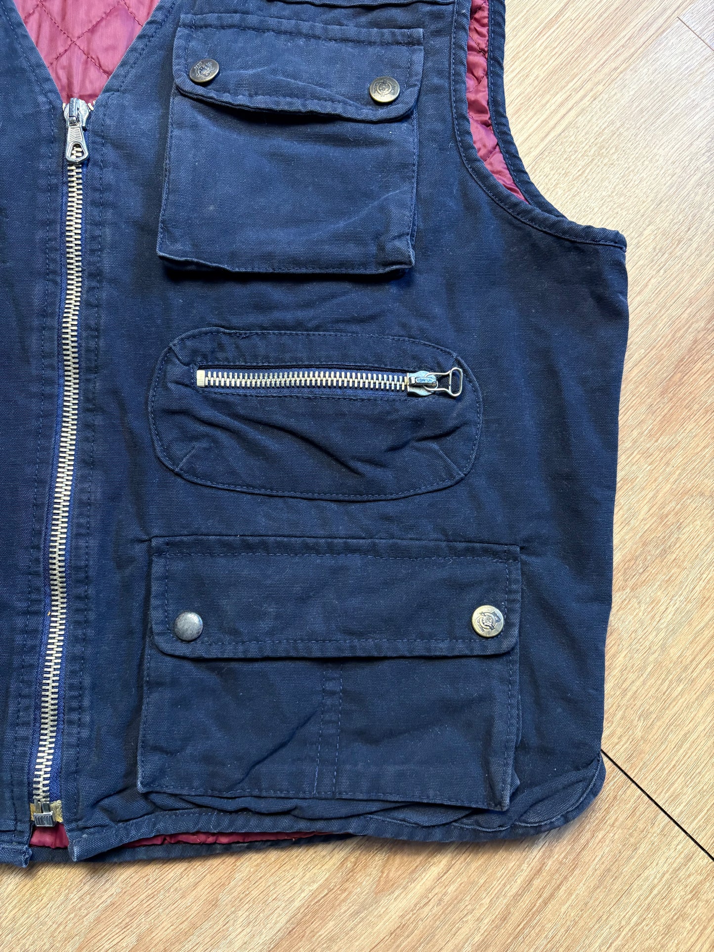 Zip Jeans & Co. 90s Technical Multi-pocket Canvas Vest (L)