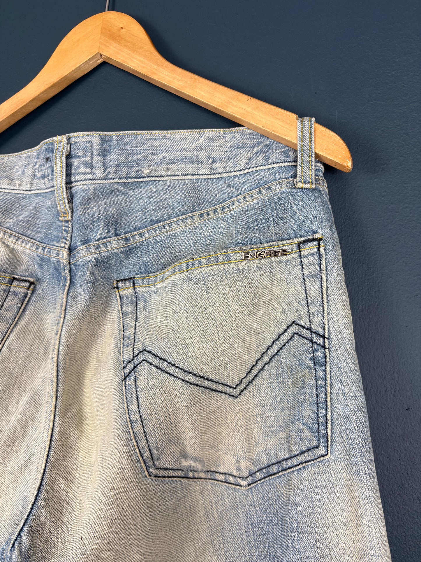 Vintage ENERGIE Repaired Light Wash Denim Jeans (32w)