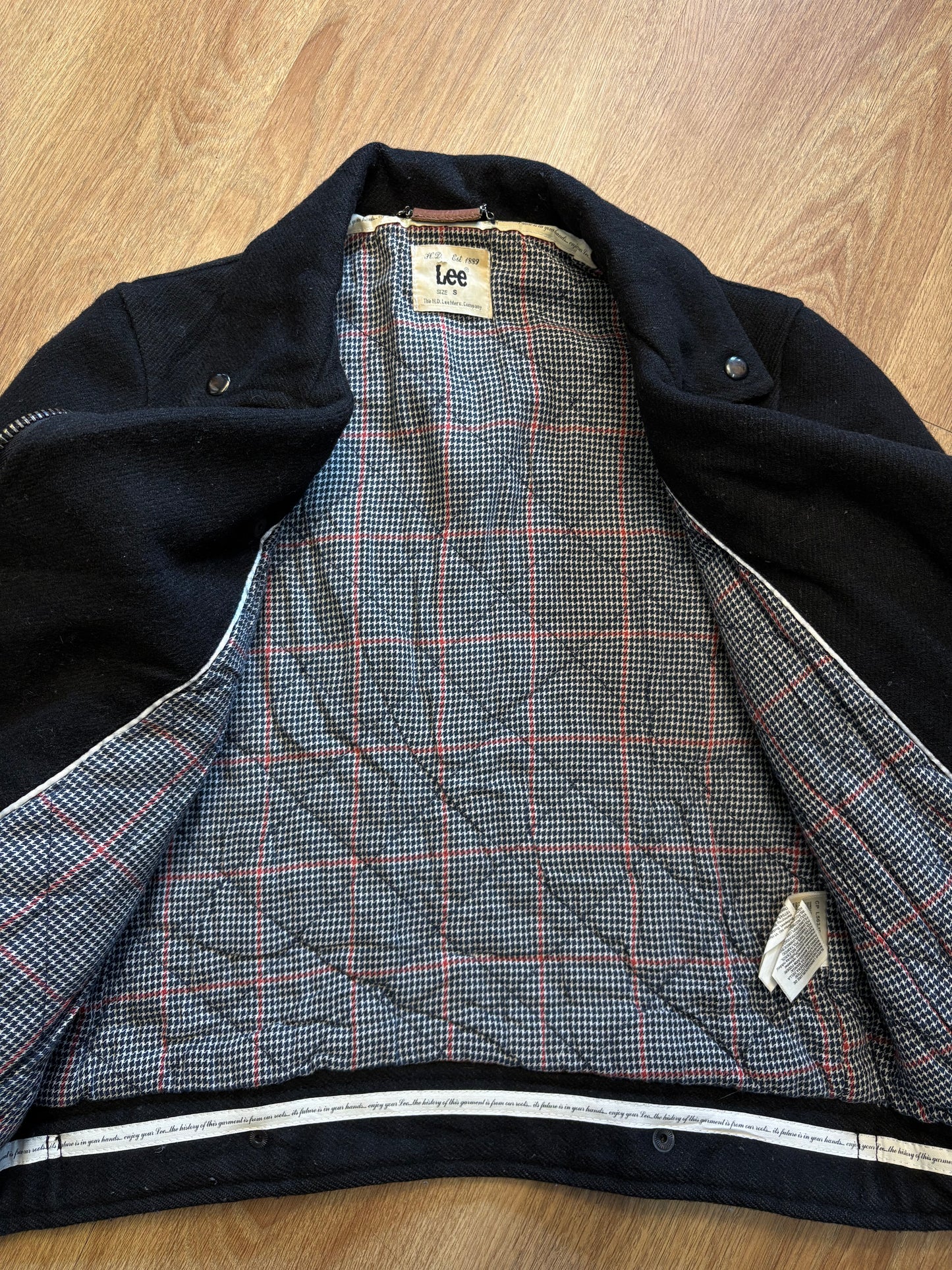 Lee Workwear 90s Black Wool Asymmetrical Jacket (women's S)