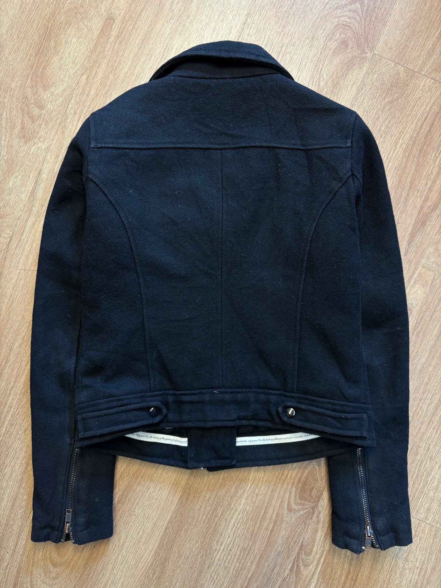 Lee Workwear 90s Black Wool Asymmetrical Jacket (women's S)