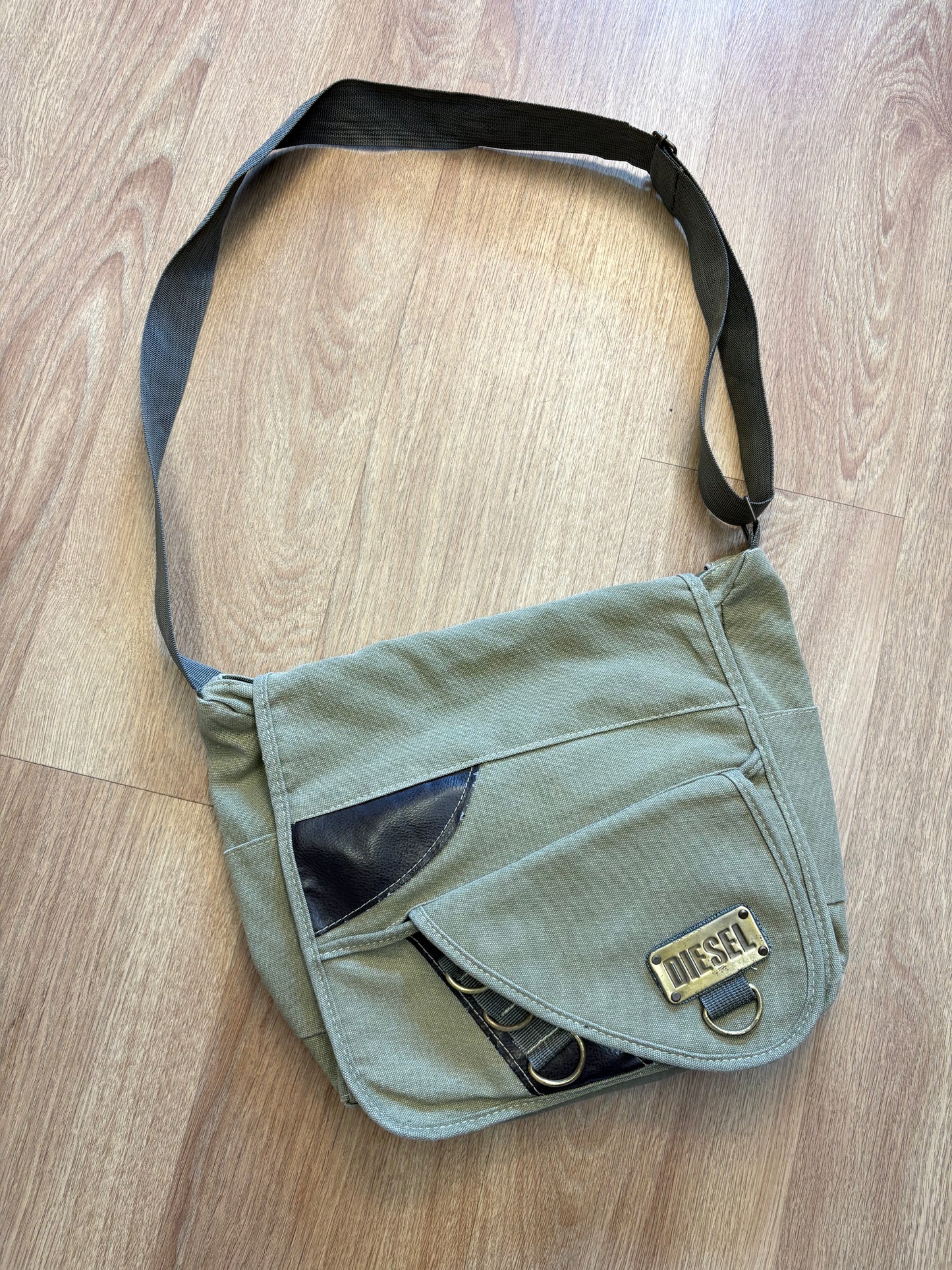Diesel Industry Khaki Messenger Cross-Body Bag