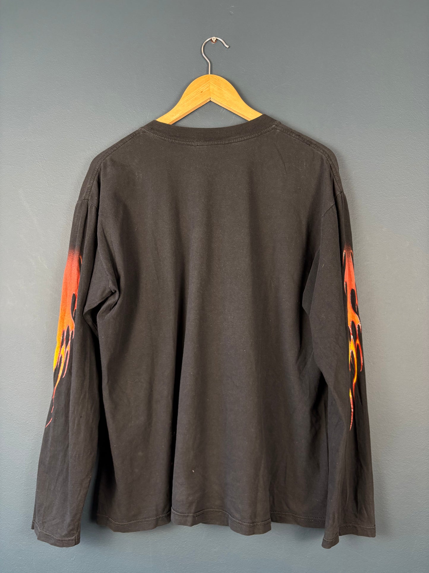 Vintage Harley Davidson Flames Longsleeve Black Tee (M)