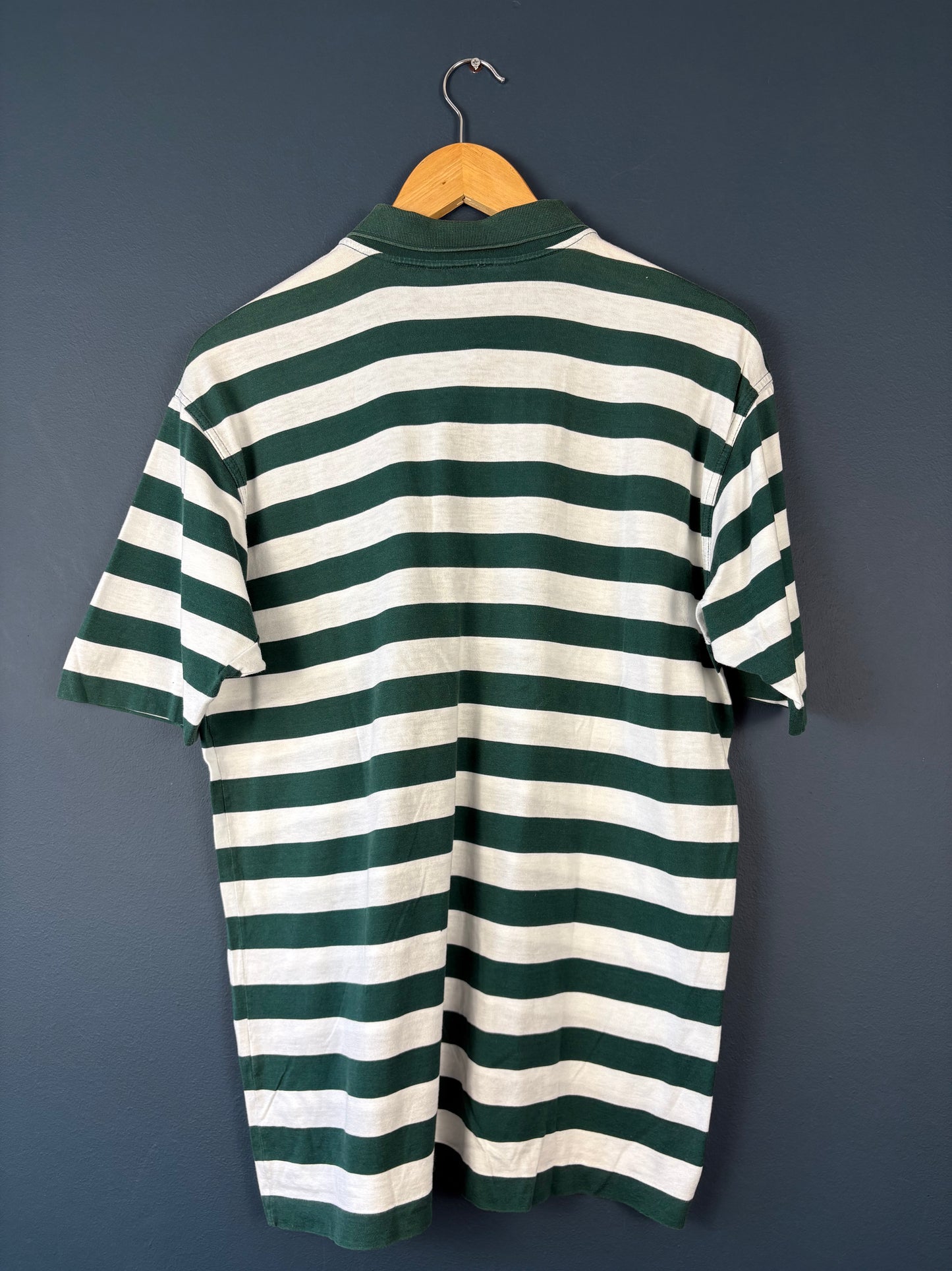 Vintage Paul & Shark Dark Green + White Stripe Polo (XL)