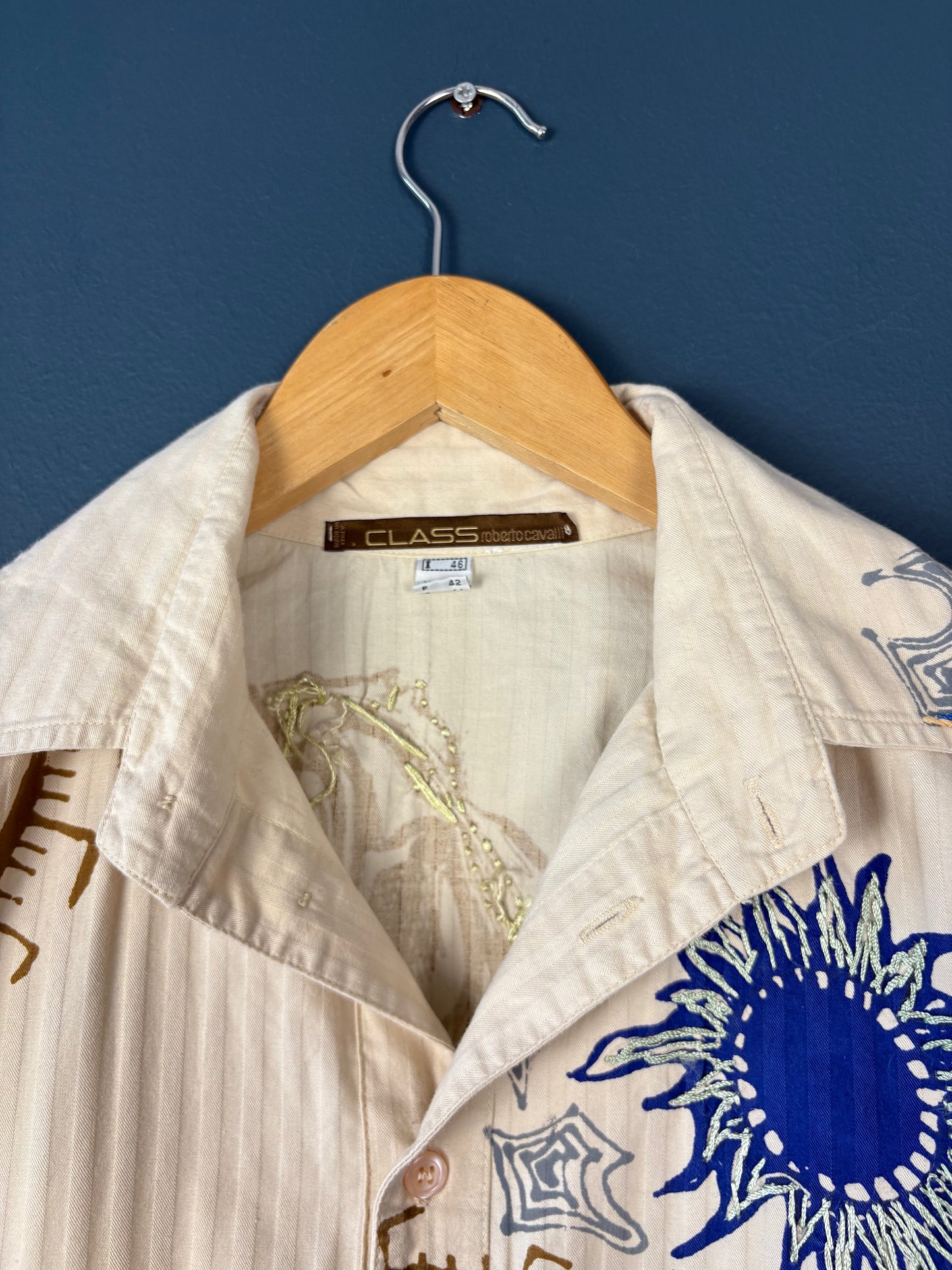 Vintage Roberto Cavalli Artisan Beige Embroidered Shirt (wmns M)