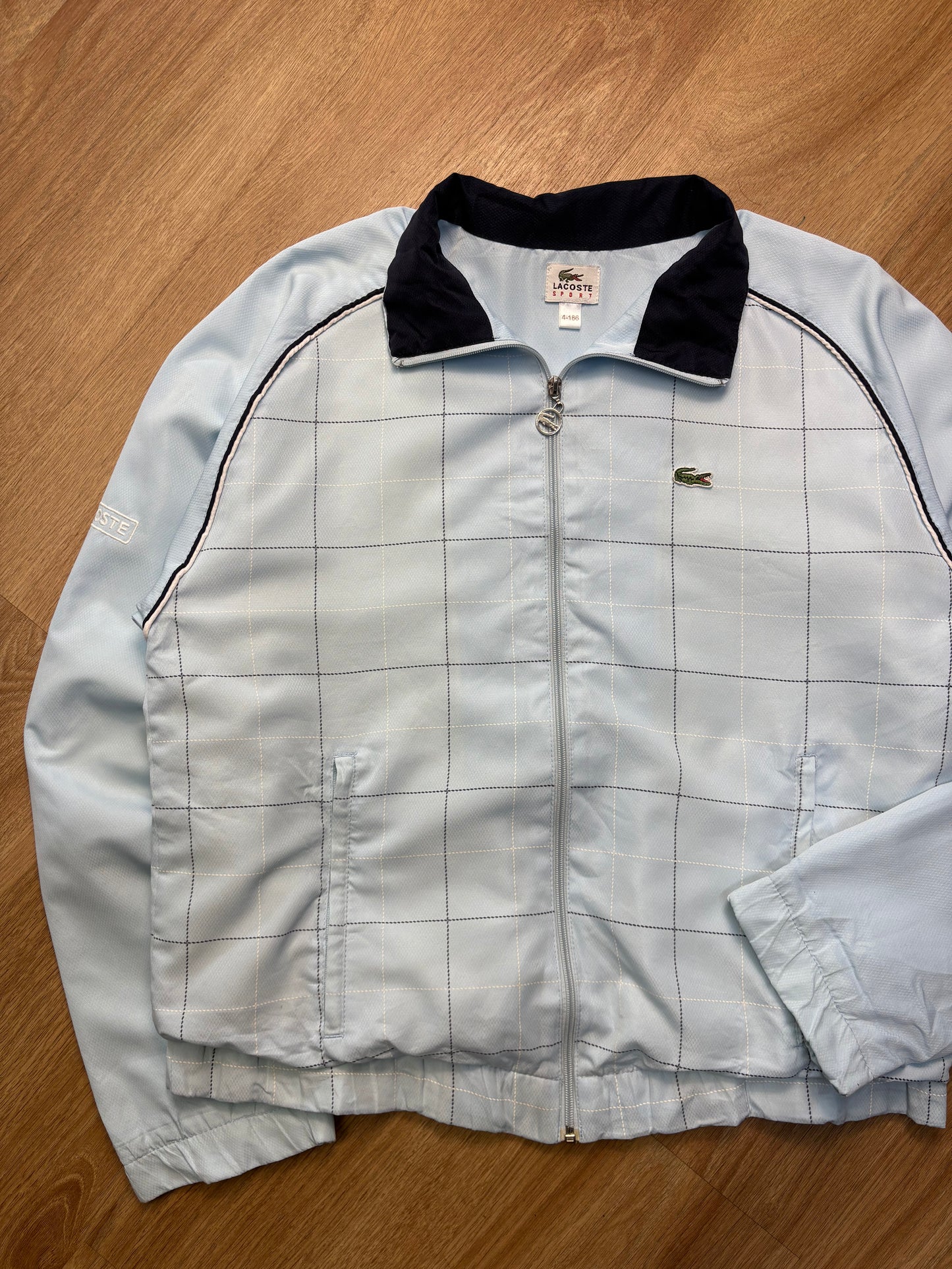 Lacoste 2000s Baby Blue Checkered Track Jacket (M)