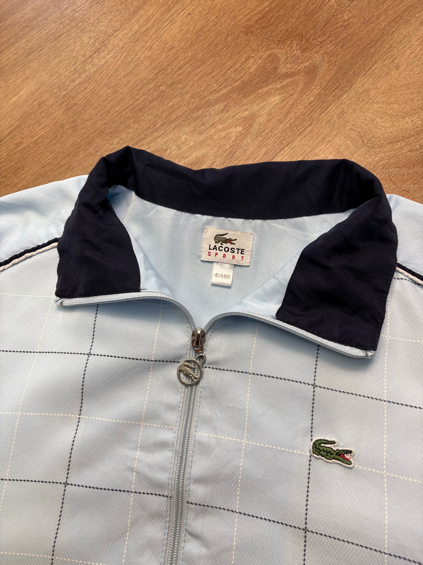 Lacoste 2000s Baby Blue Checkered Track Jacket (M)