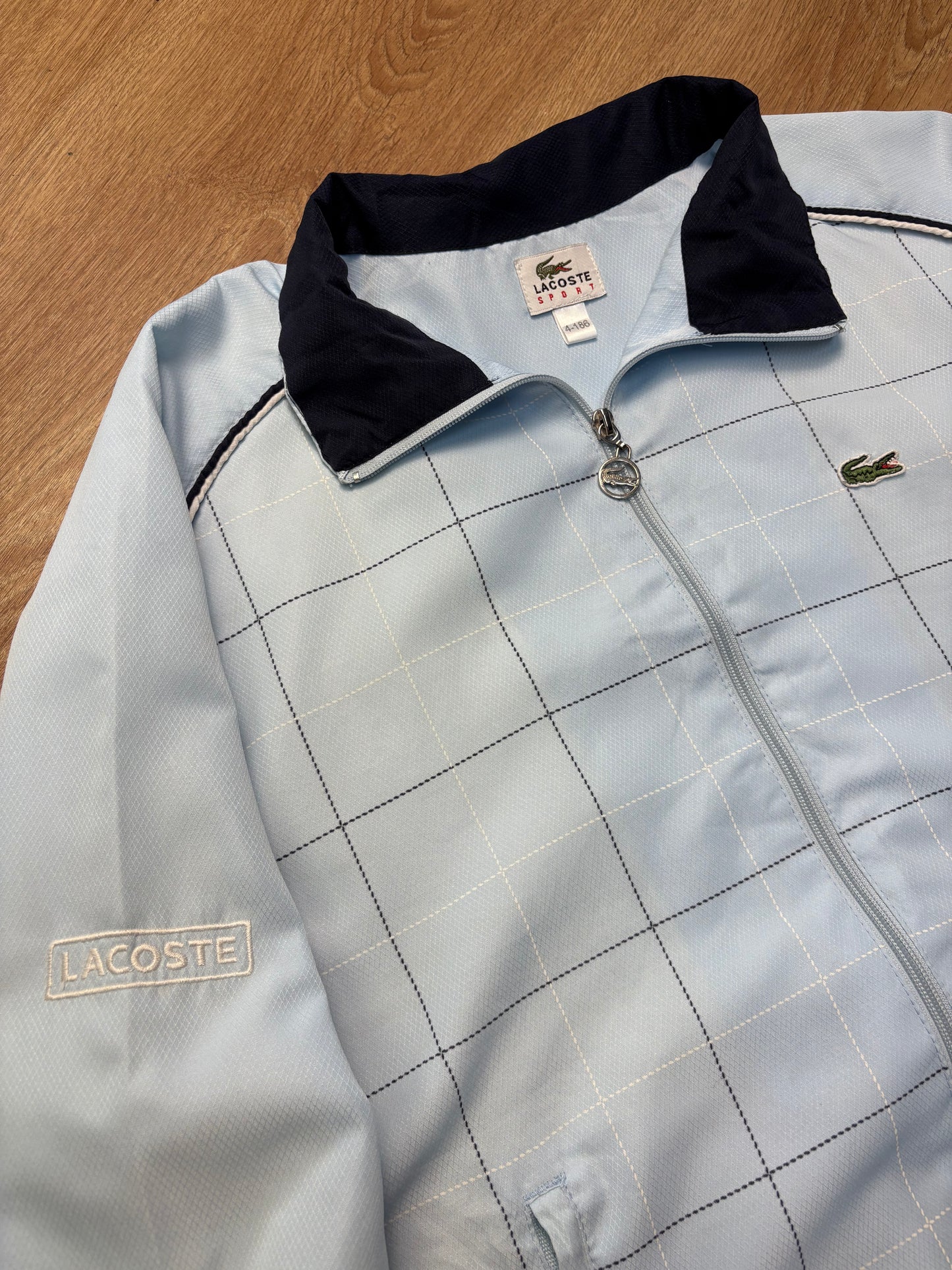 Lacoste 2000s Baby Blue Checkered Track Jacket (M)