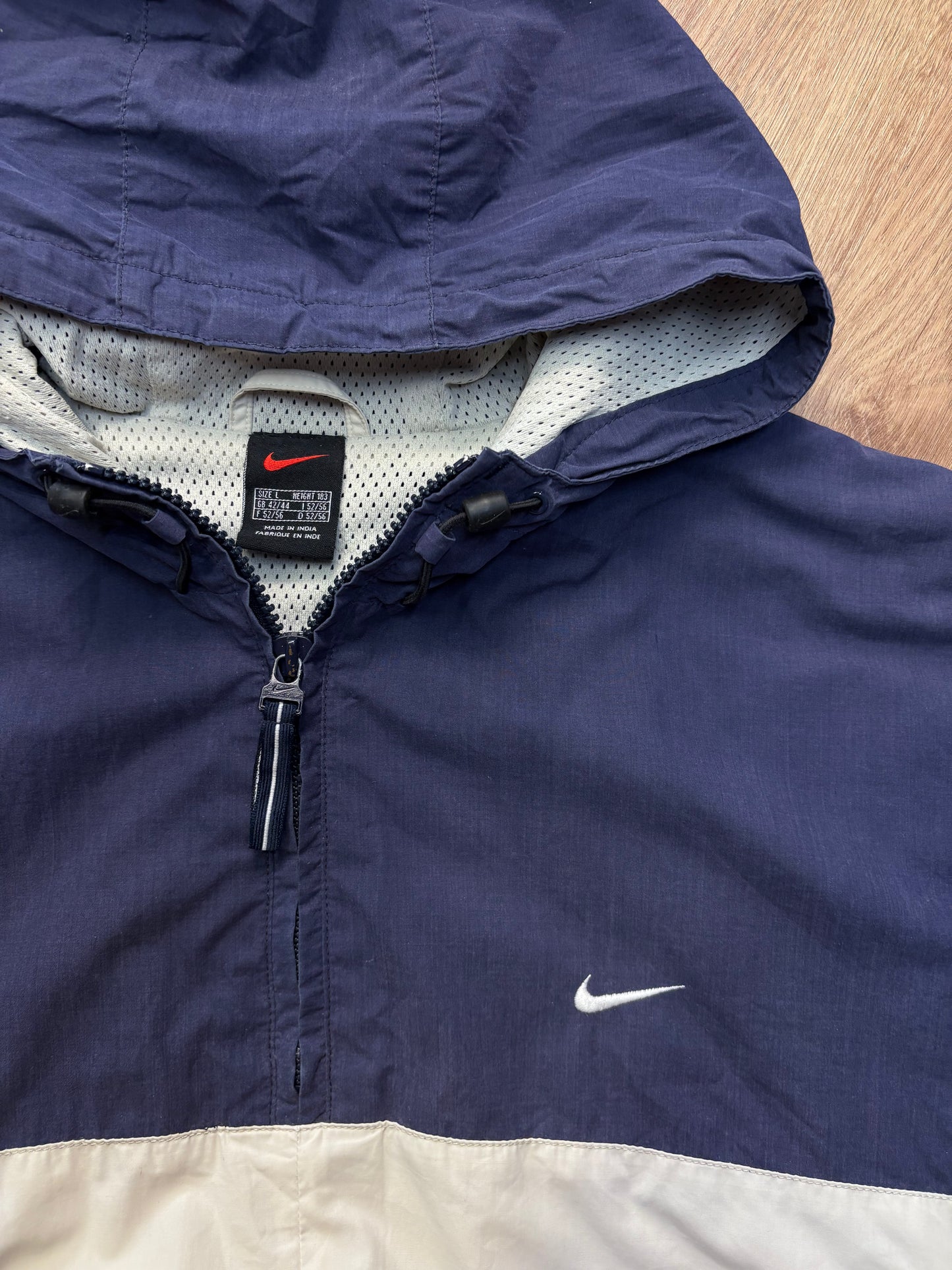 Nike 2000s Navy + Cream Technical Anorak Jacket (L)