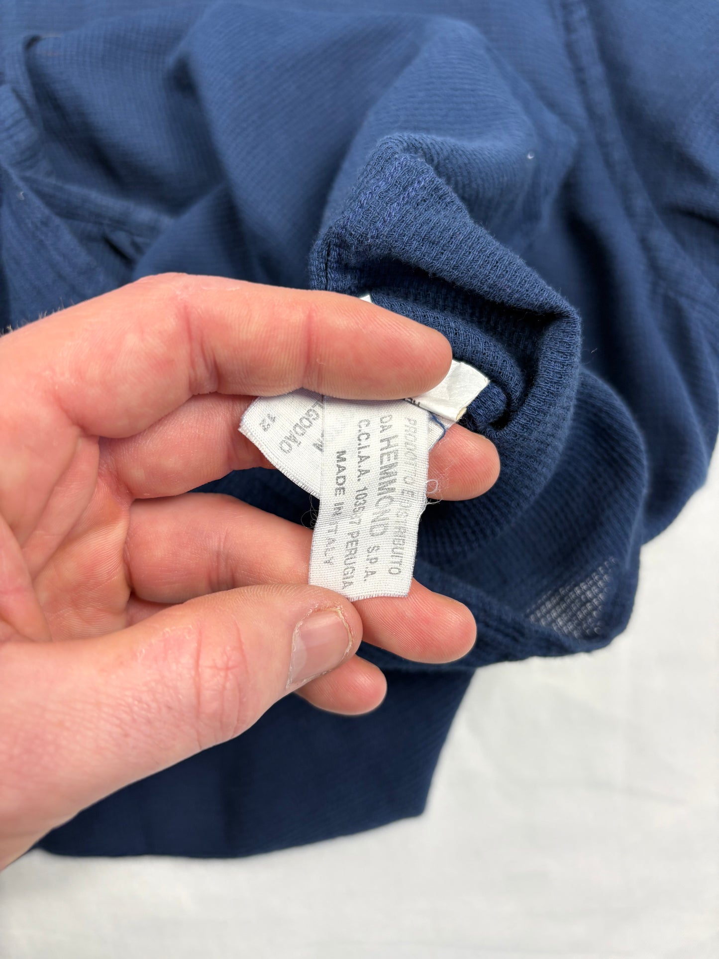 Vintage Valentino Waffle Cotton Navy Collar Shirt (XL)