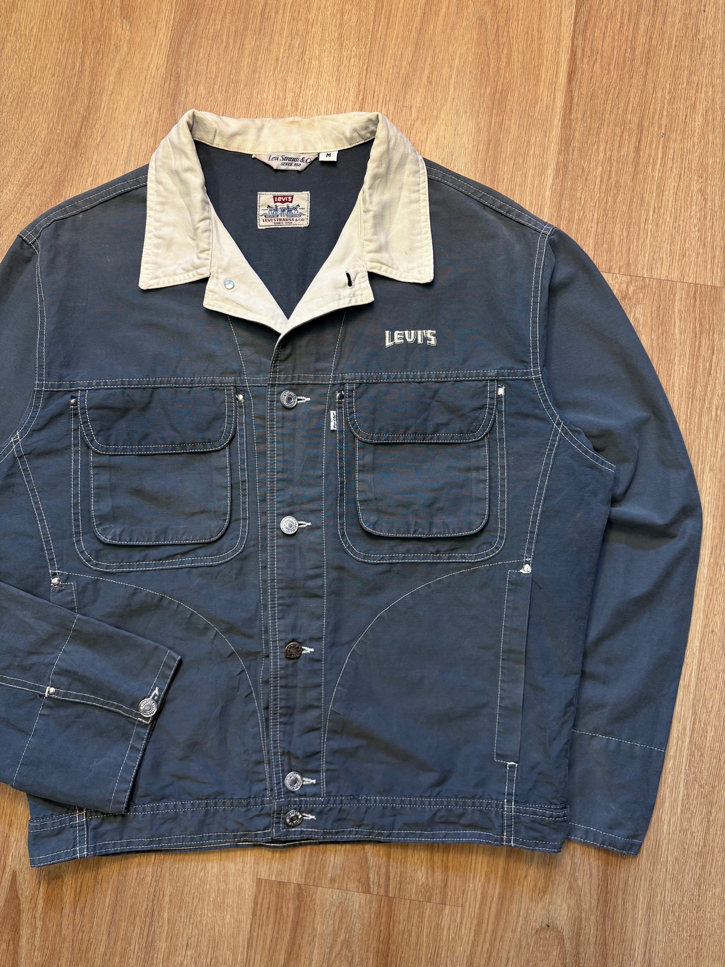 Levi's 90s Dark Grey Contrast Stitch Trucker Jacket (M)