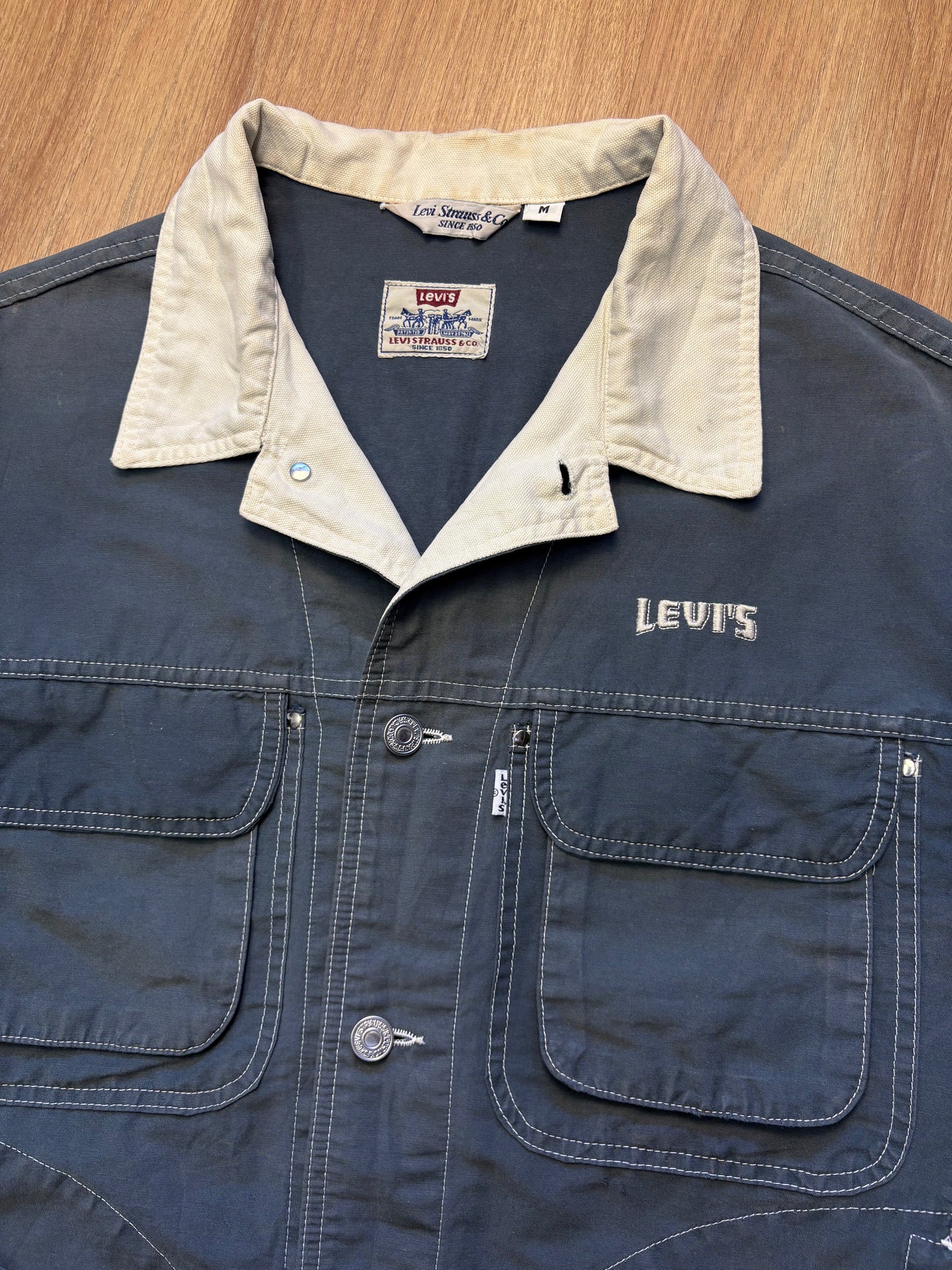 Levi's 90s Dark Grey Contrast Stitch Trucker Jacket (M)
