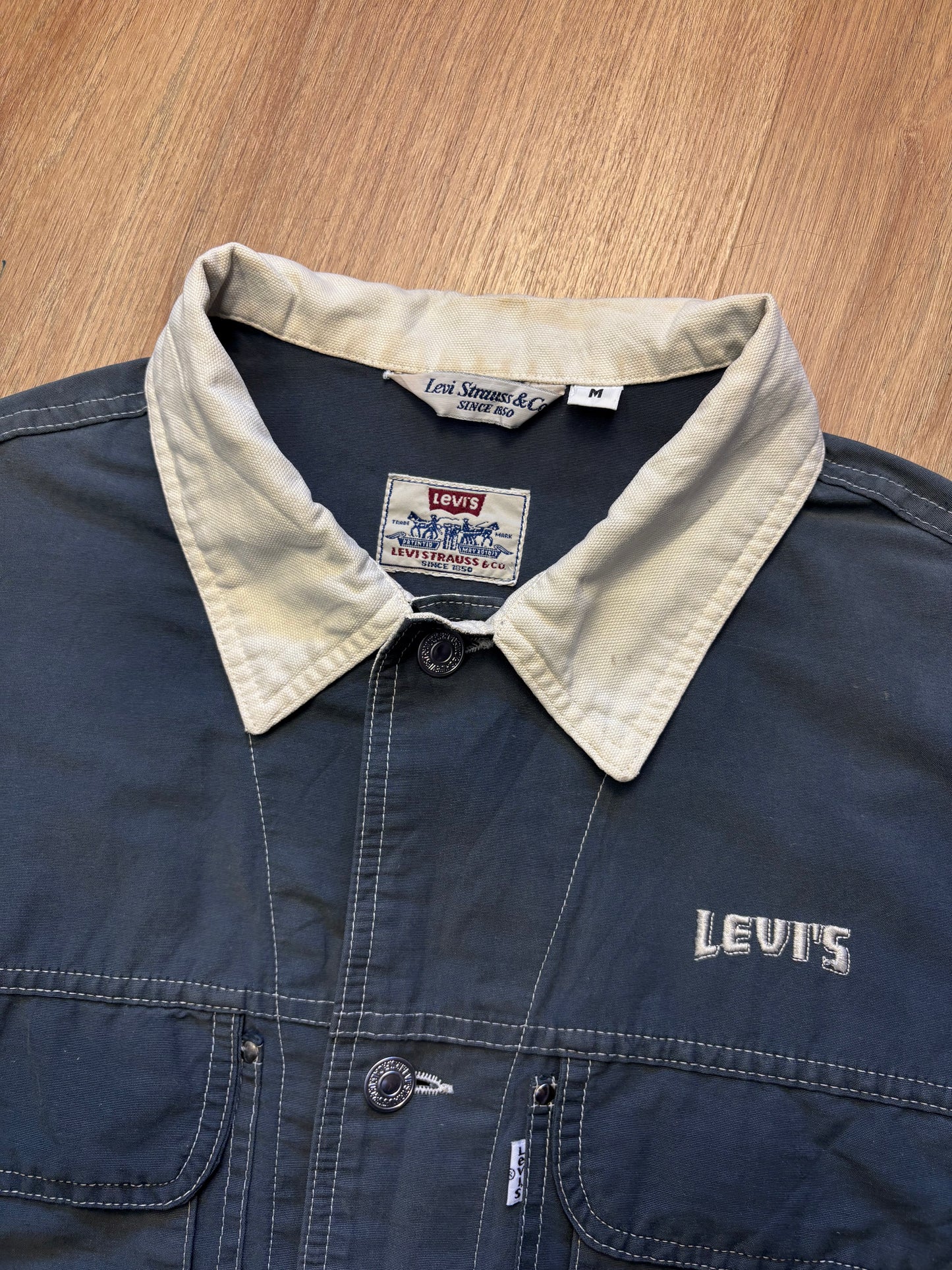Levi's 90s Dark Grey Contrast Stitch Trucker Jacket (M)