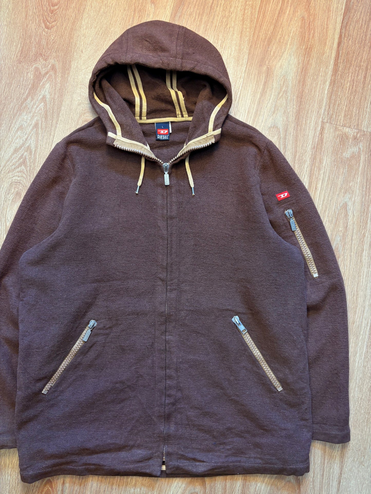 Diesel Industry 90s Brown Wool Hooded Jacket (L)