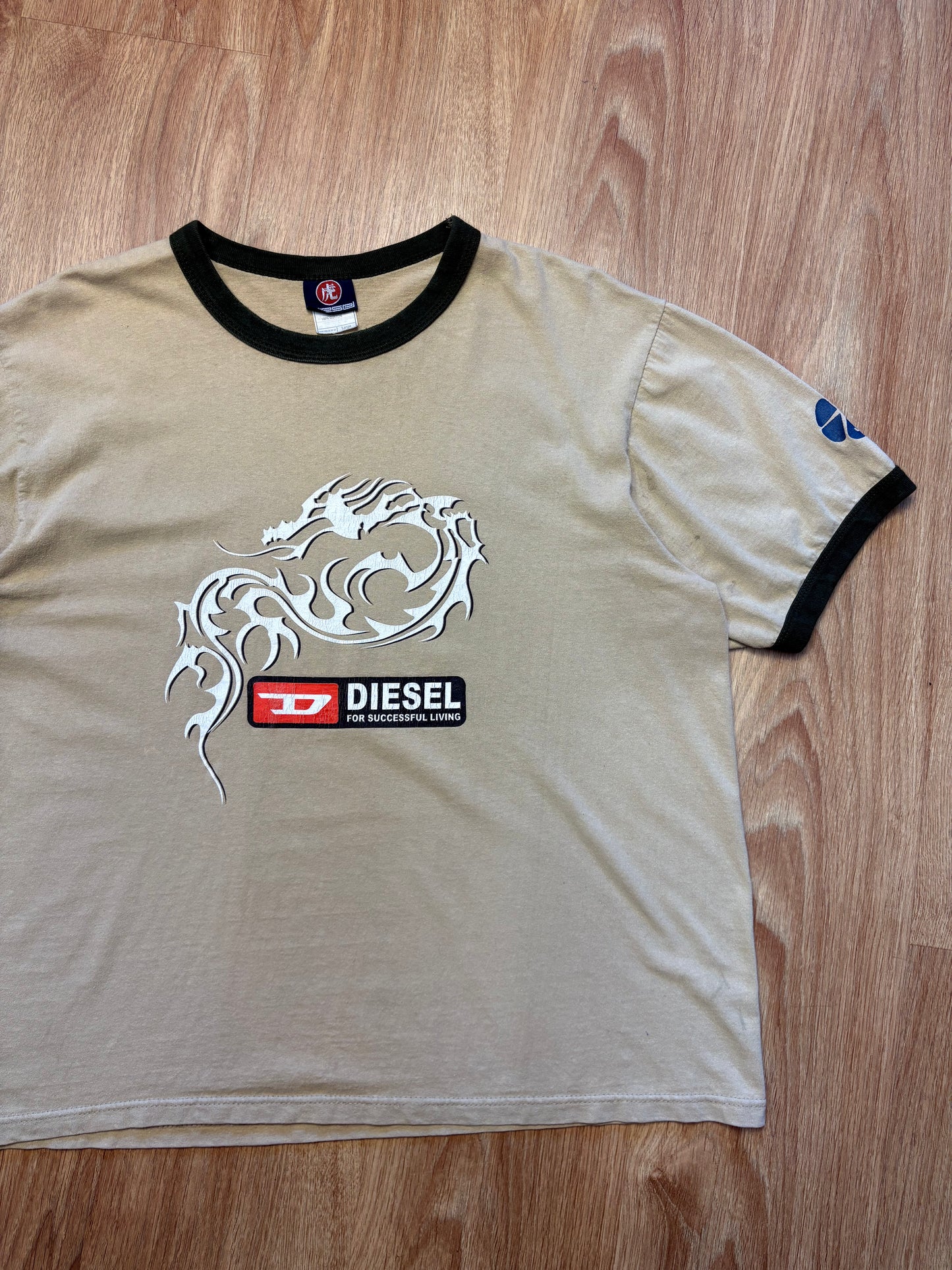 Diesel Industry 90s Dragon Beige Ringer Tee (L)