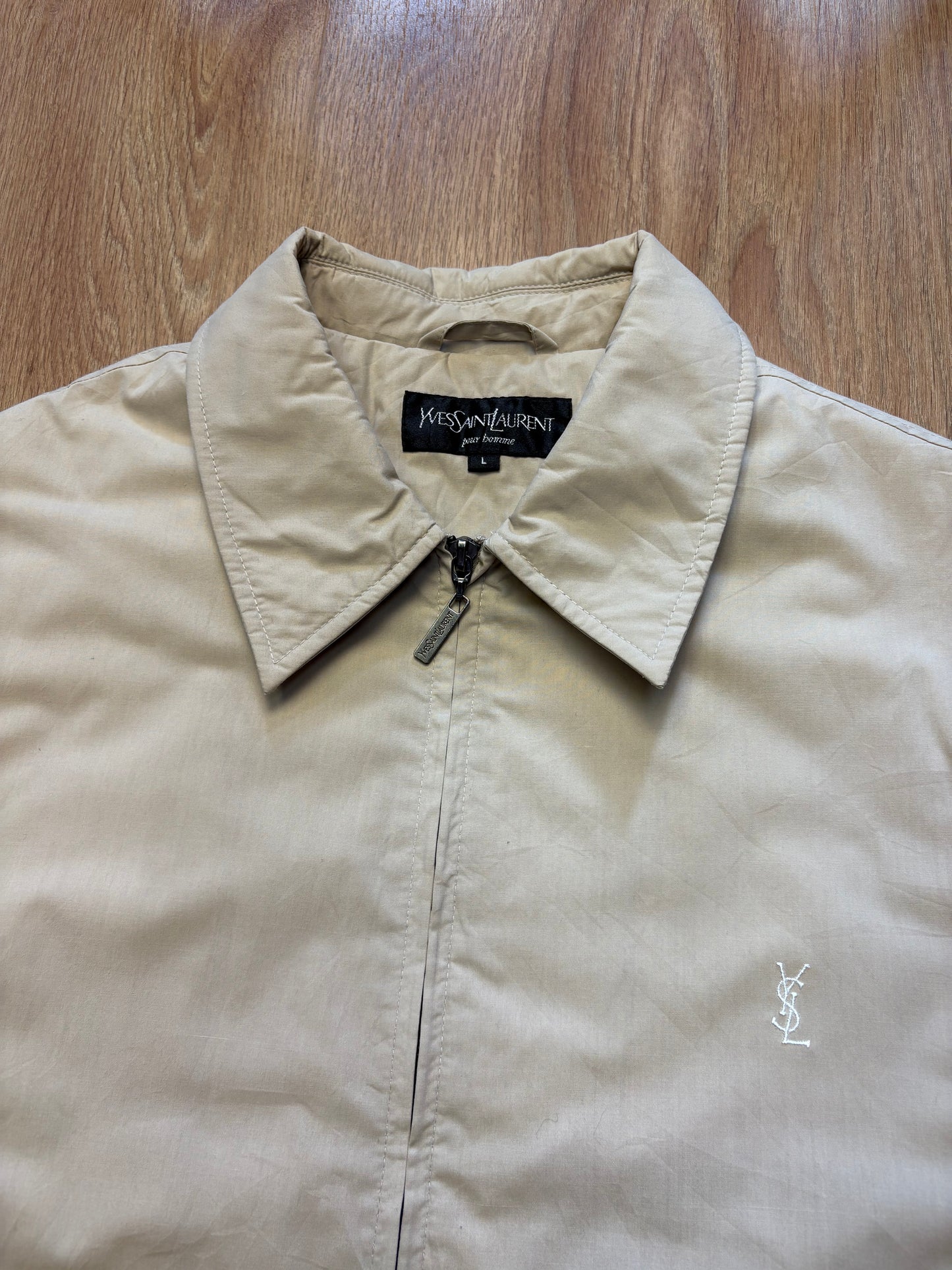 Yves Saint Laurent 90s Beige Embroidered Harrington Jacket (L)