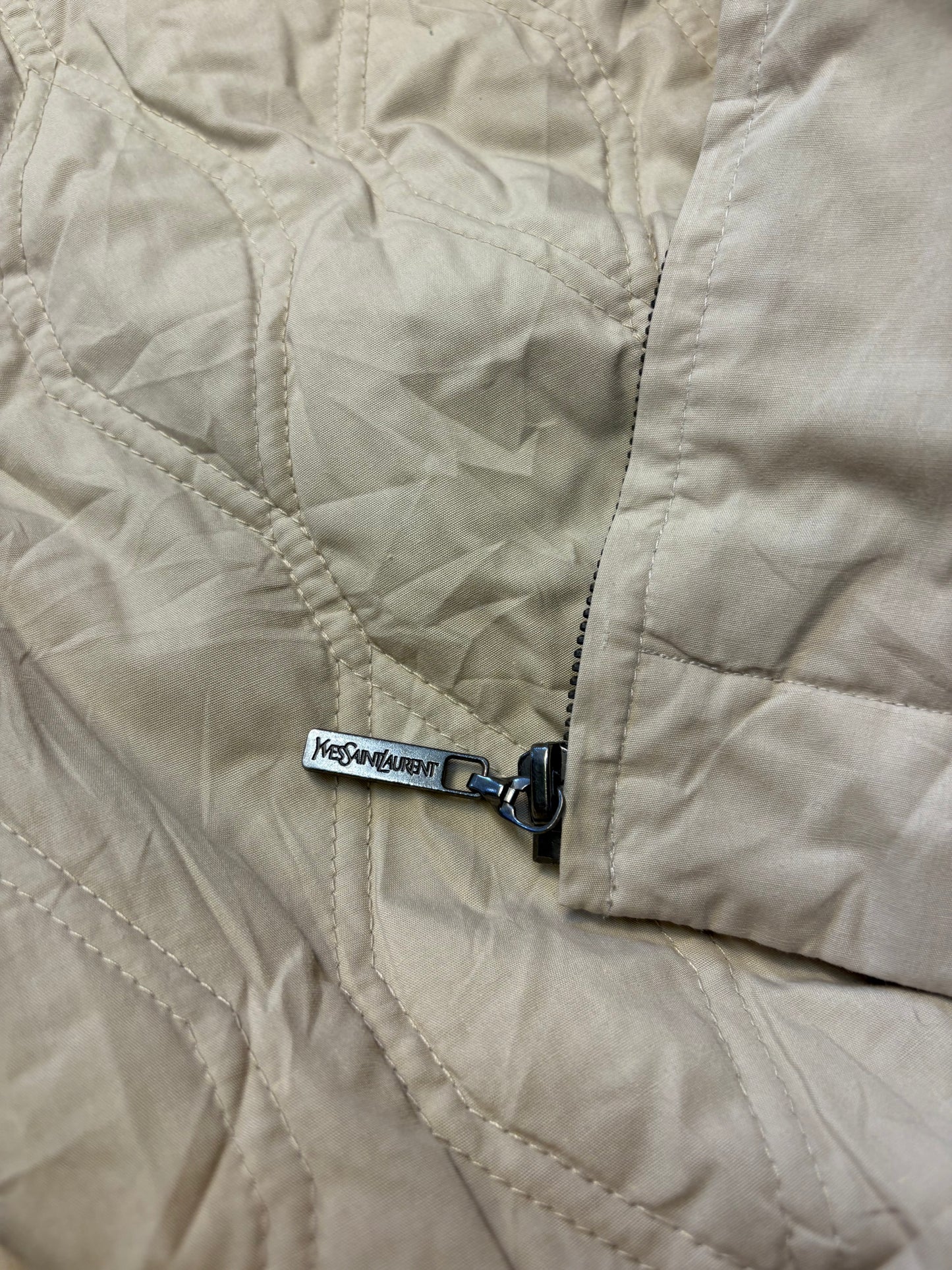 Yves Saint Laurent 90s Beige Embroidered Harrington Jacket (L)