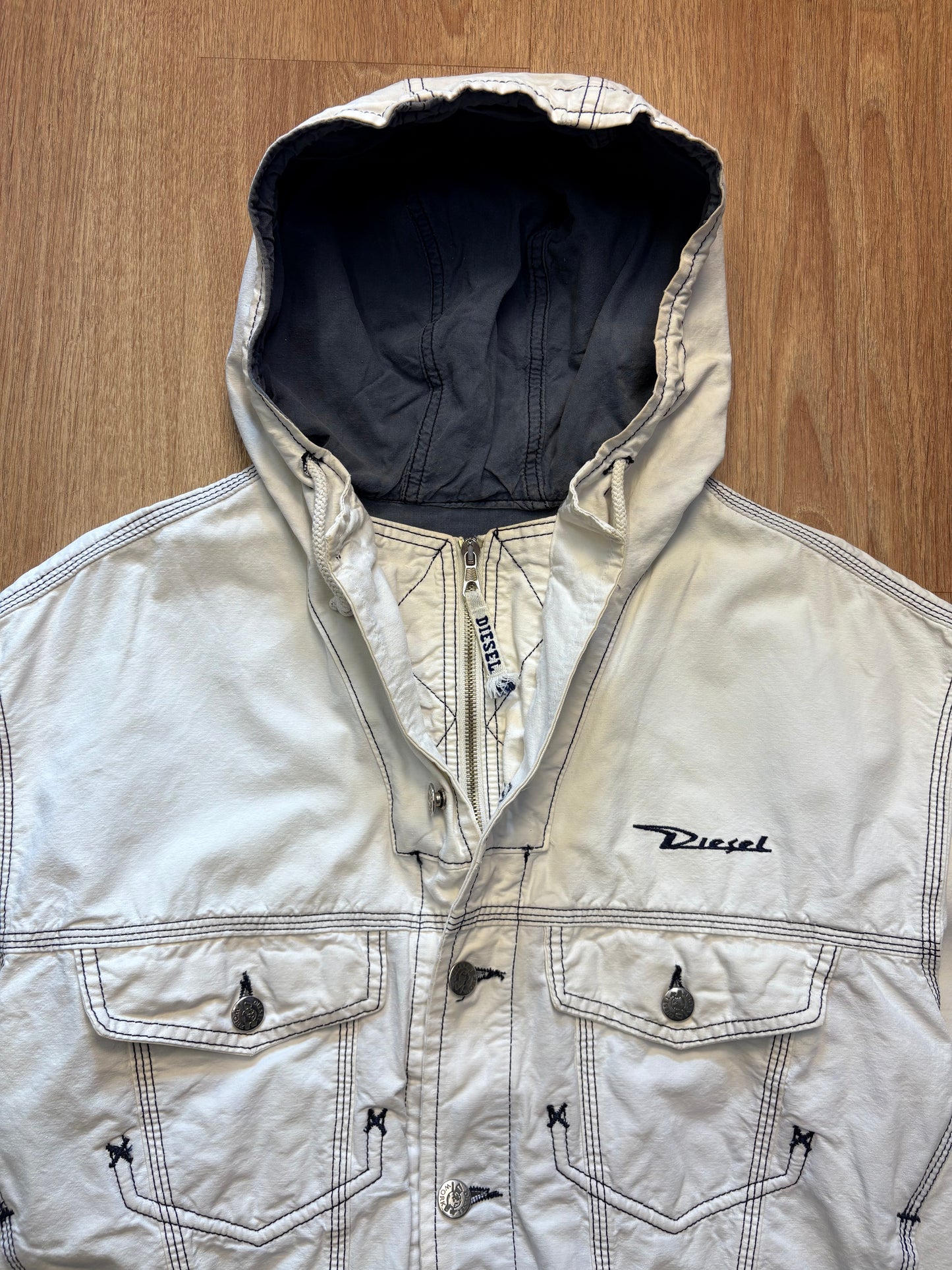 Diesel Industry 90s Contrast Stitch White Canvas Jacket (M)