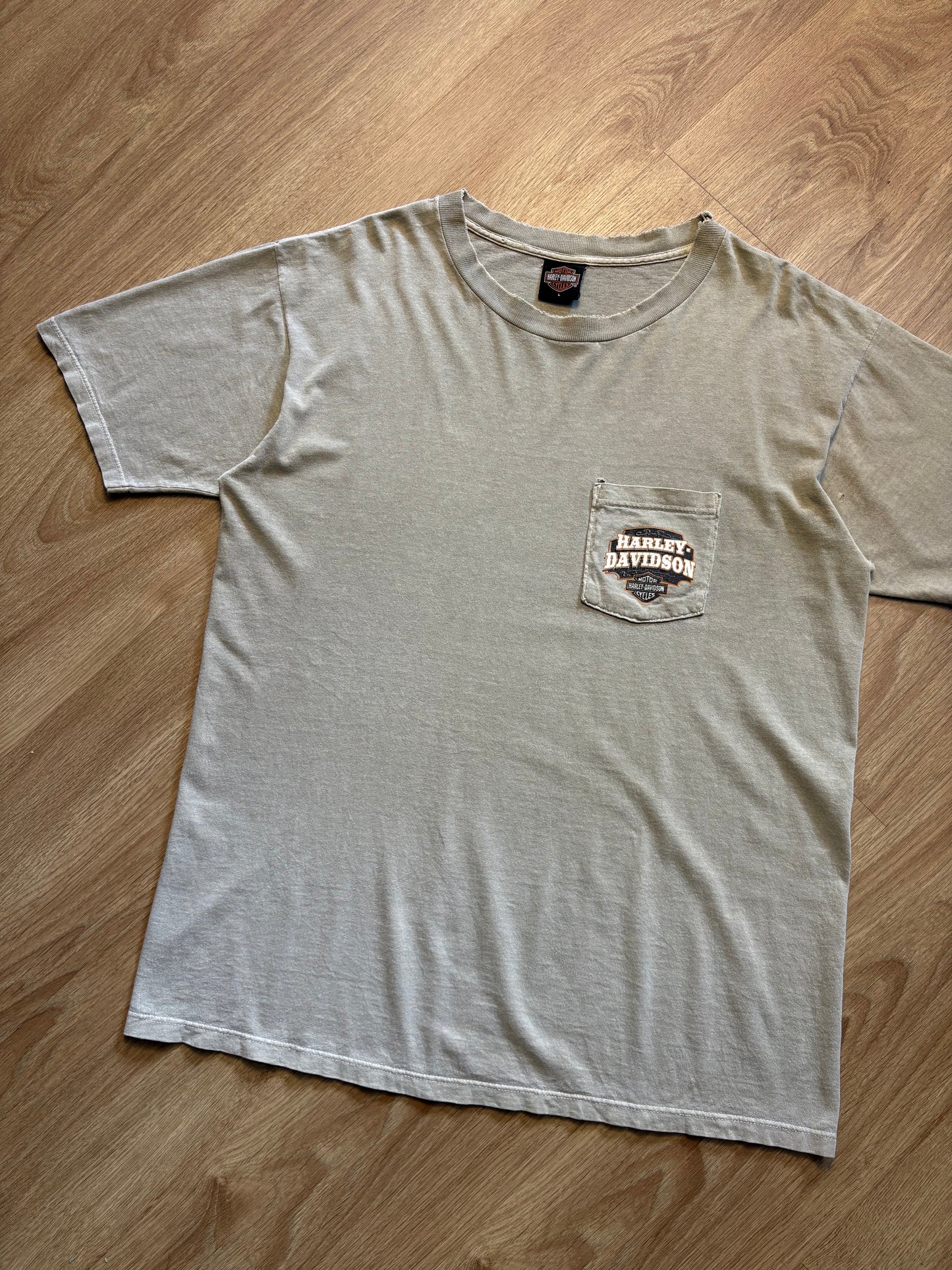 Harley Davidson Vintage Chalk Heavyweight Pocket Tee (L)
