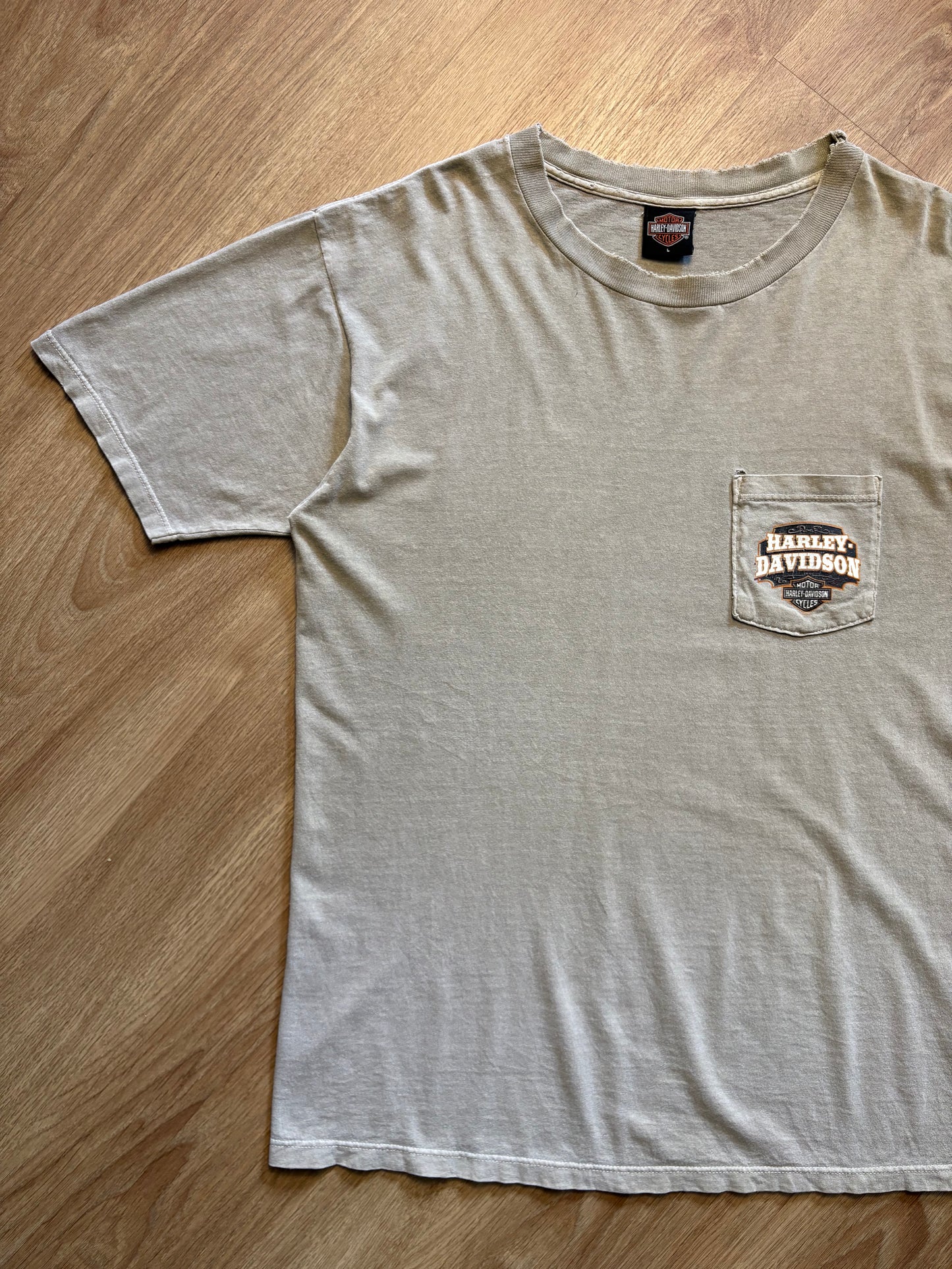 Harley Davidson Vintage Chalk Heavyweight Pocket Tee (L)