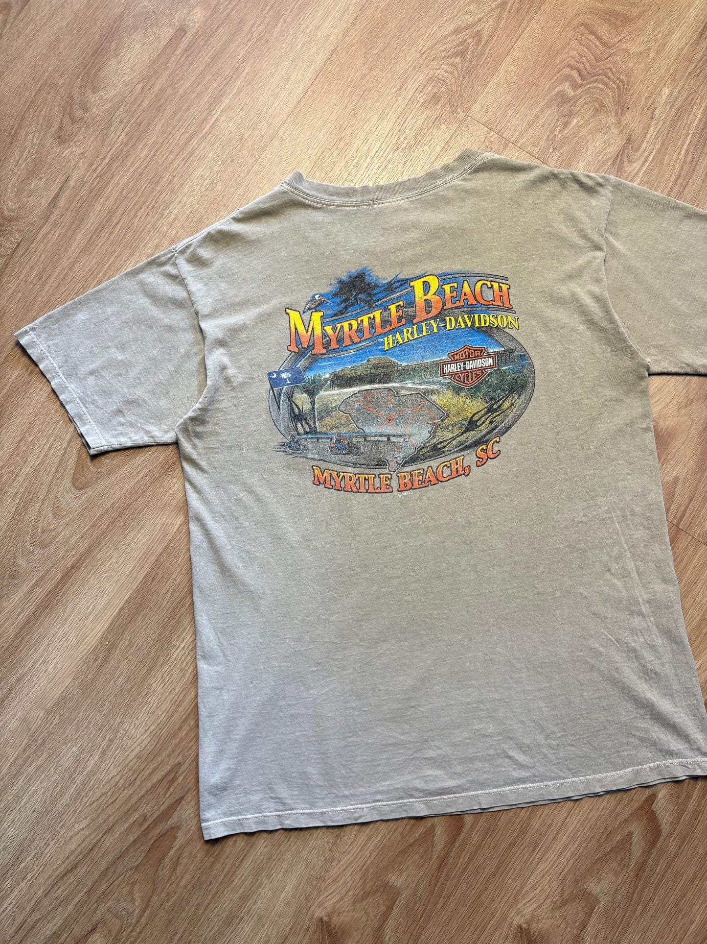 Harley Davidson Vintage Chalk Heavyweight Pocket Tee (L)