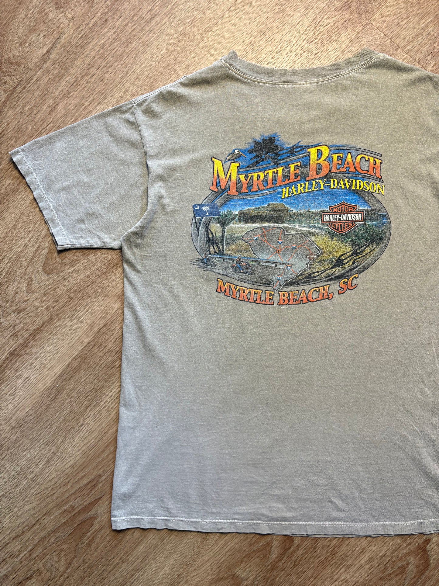 Harley Davidson Vintage Chalk Heavyweight Pocket Tee (L)