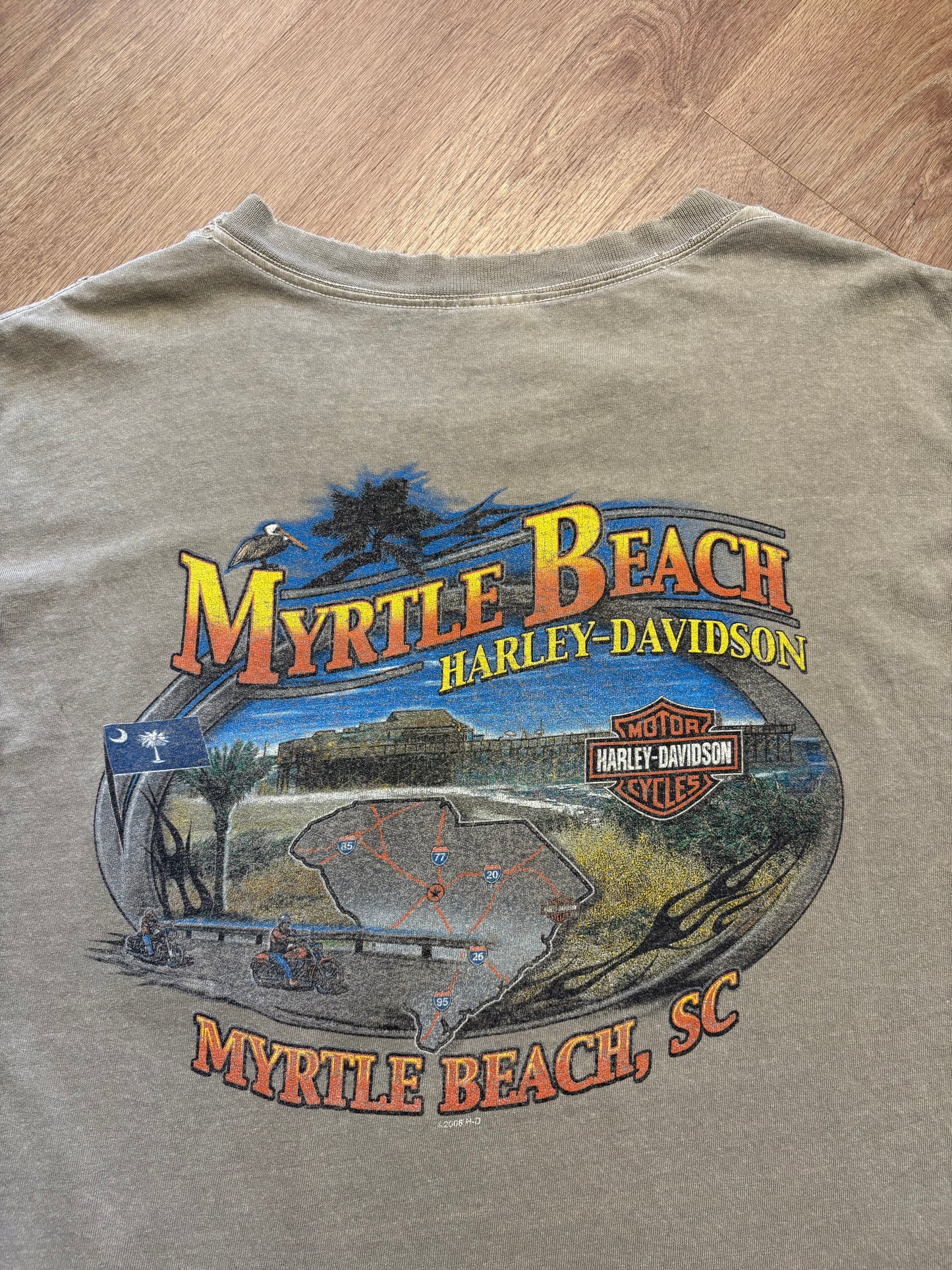 Harley Davidson Vintage Chalk Heavyweight Pocket Tee (L)