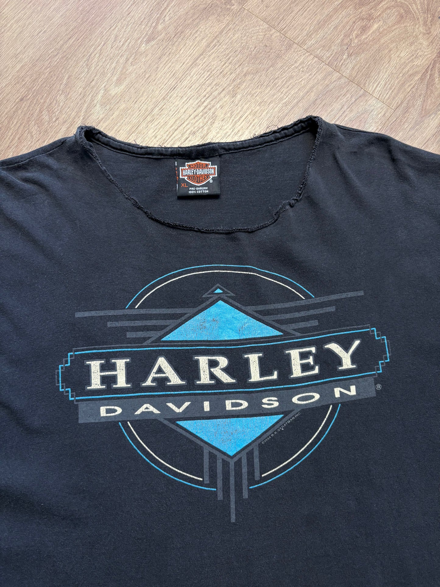 Harley Davidson Las Vegas Vintage Black Cut-Off Graphic Tee (XL)