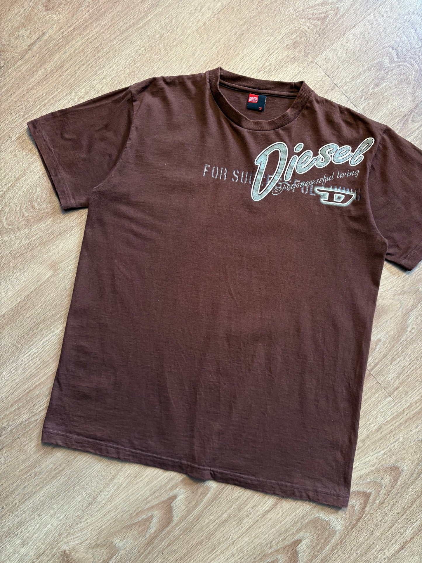 Diesel Industry 2000s Choclate Brown Graphic Tee (M)