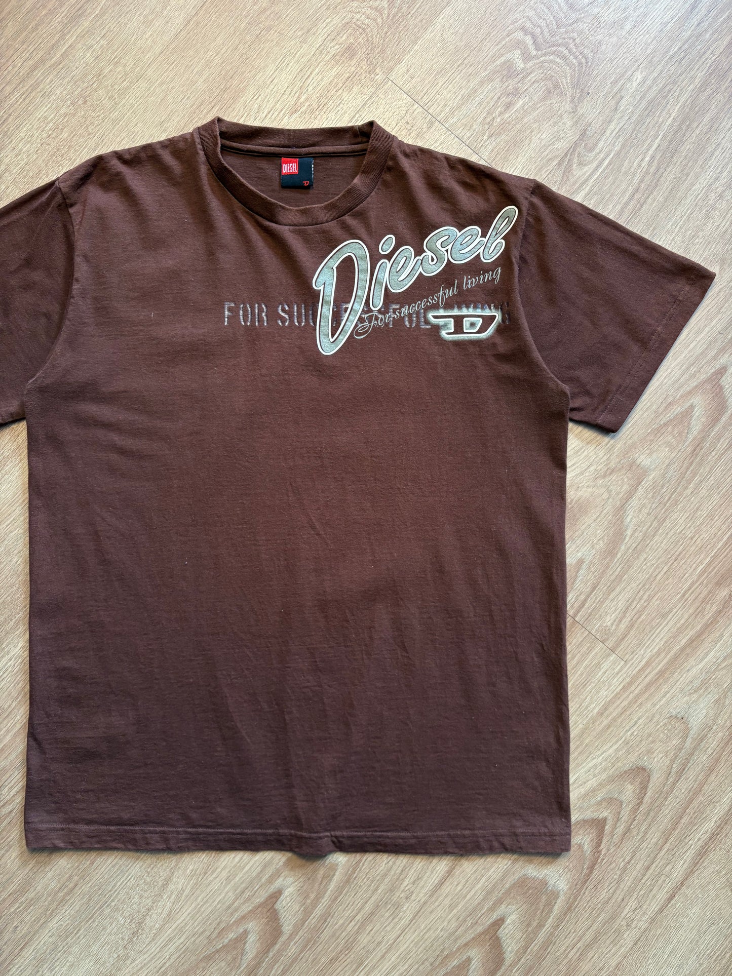 Diesel Industry 2000s Choclate Brown Graphic Tee (M)