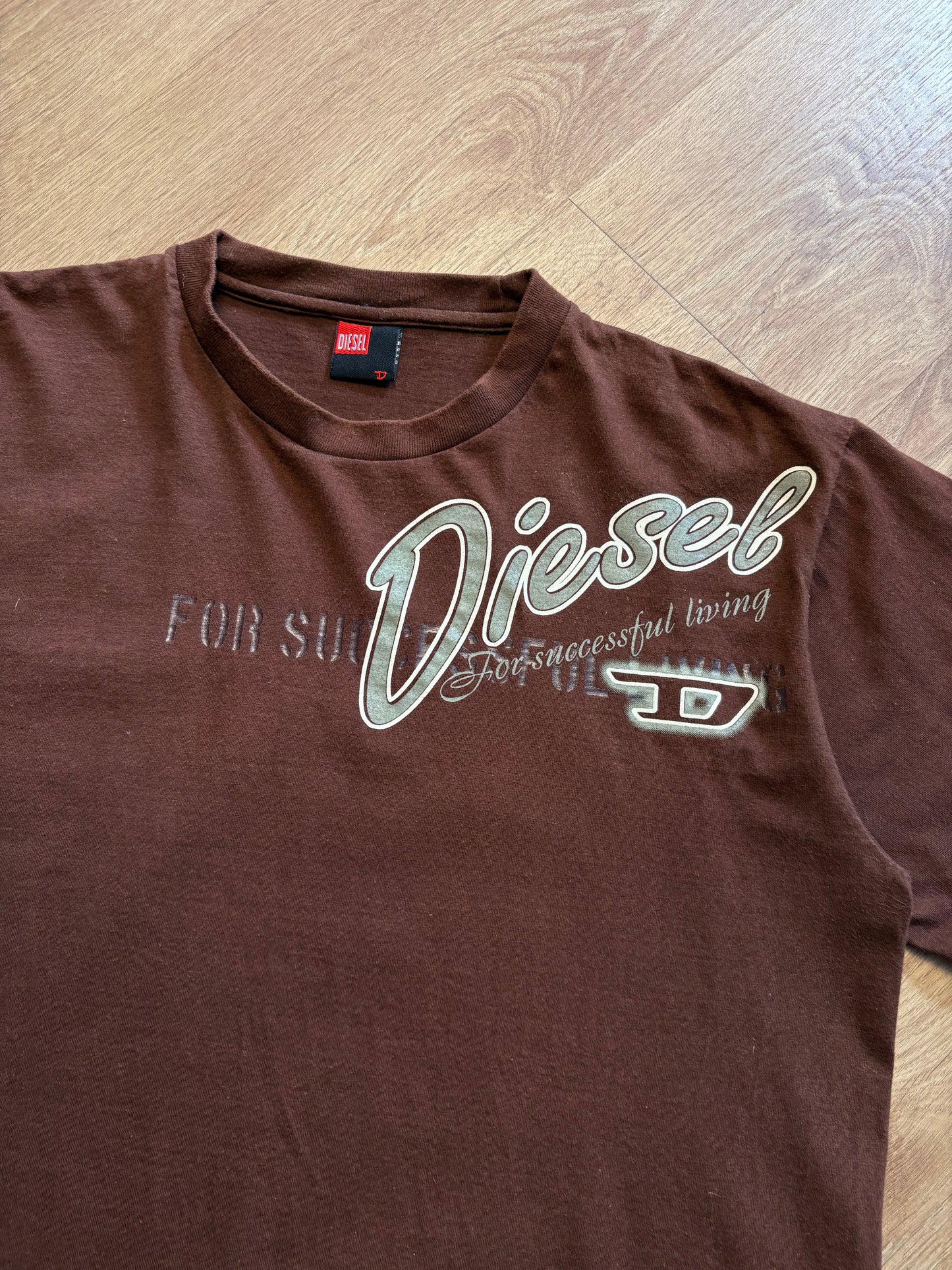 Diesel Industry 2000s Choclate Brown Graphic Tee (M)