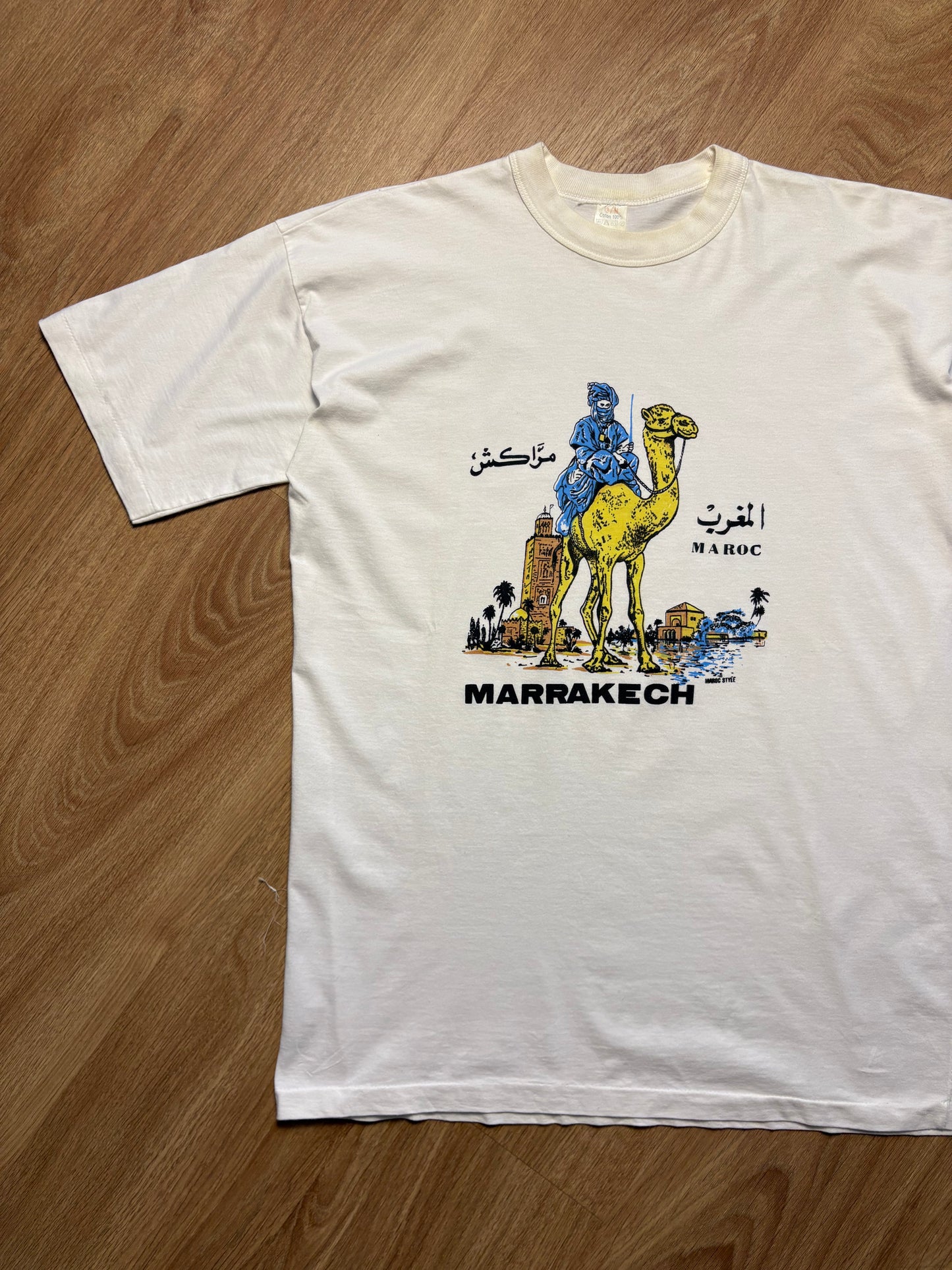 Vintage 90s Marrakech Morocco White Single Stitch Tee (M)