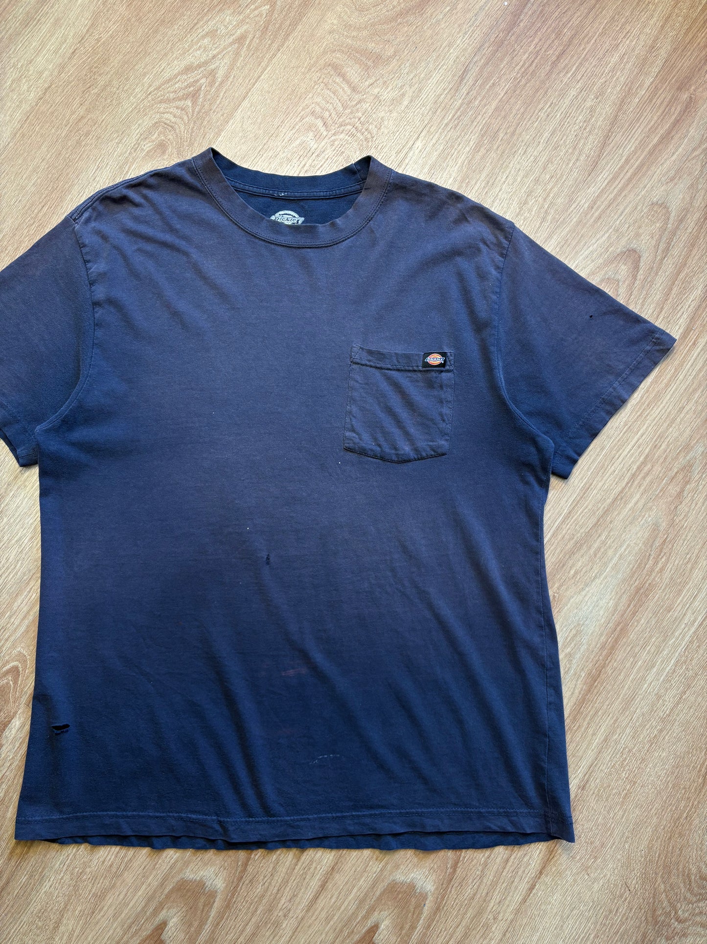 Vintage Dickies Workwear Washed Navy Blue Pocket Tee (L)