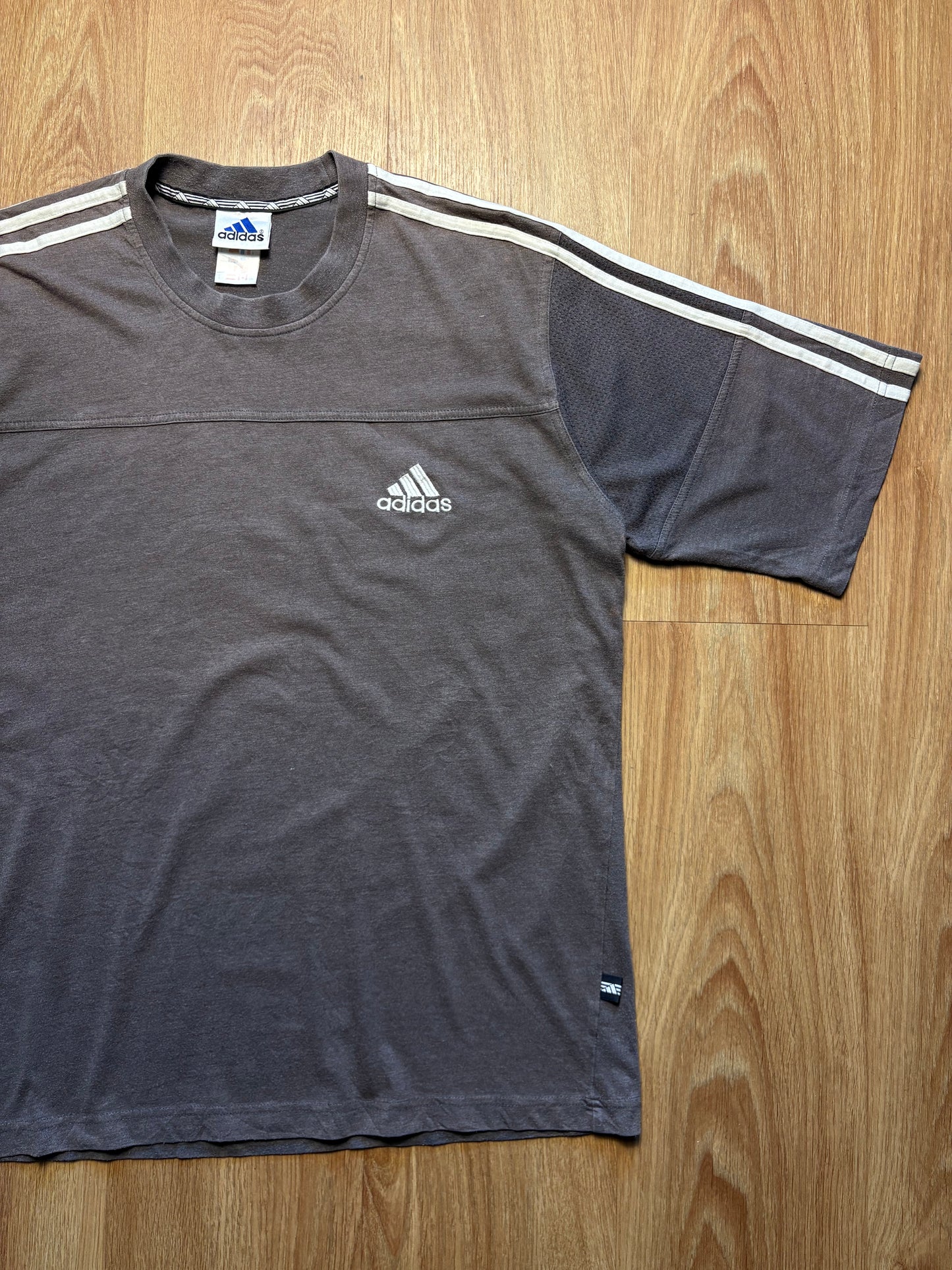 Vintage Adidas Three Stripes Dark Grey T-shirt (M)