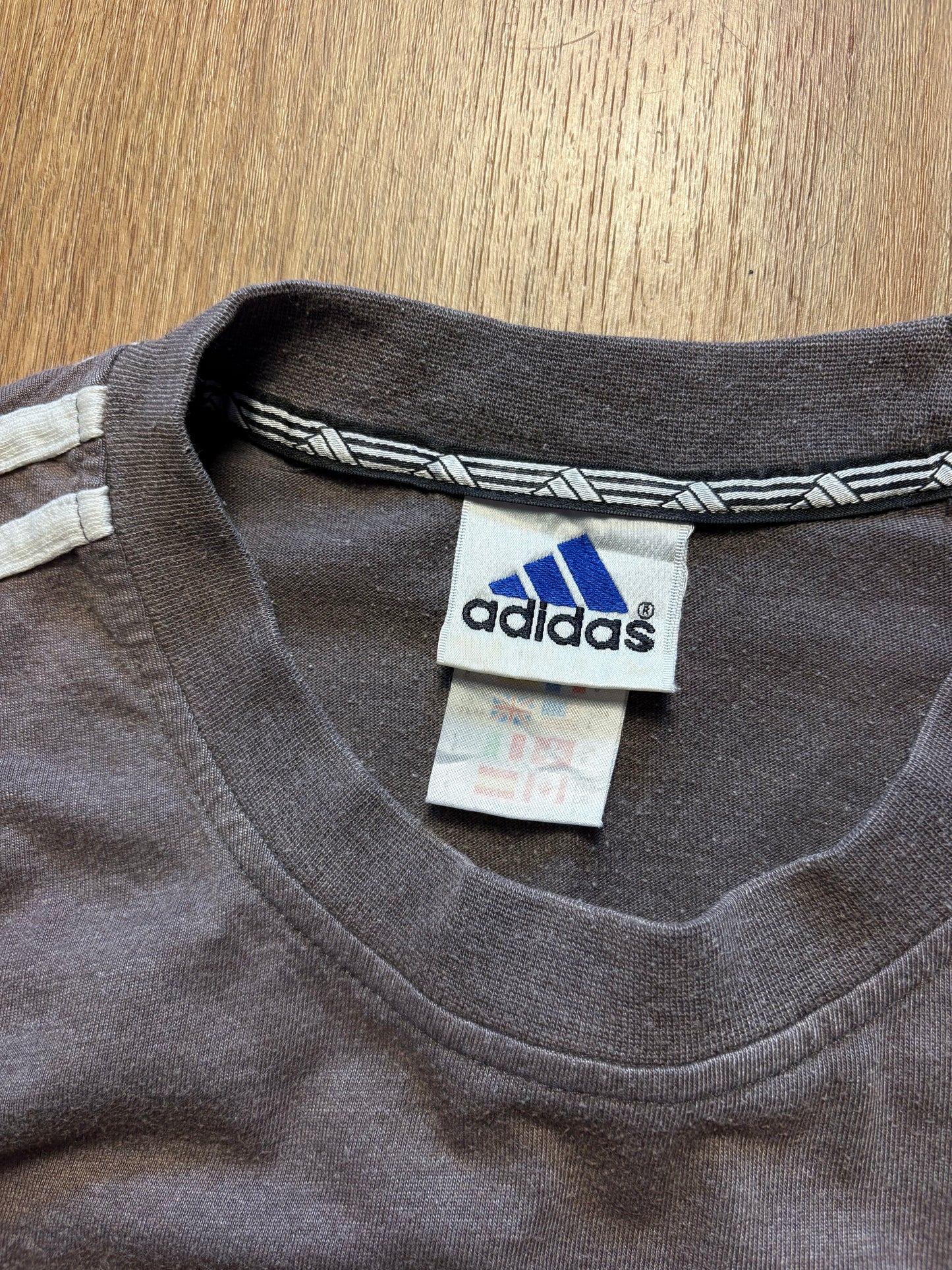 Vintage Adidas Three Stripes Dark Grey T-shirt (M)