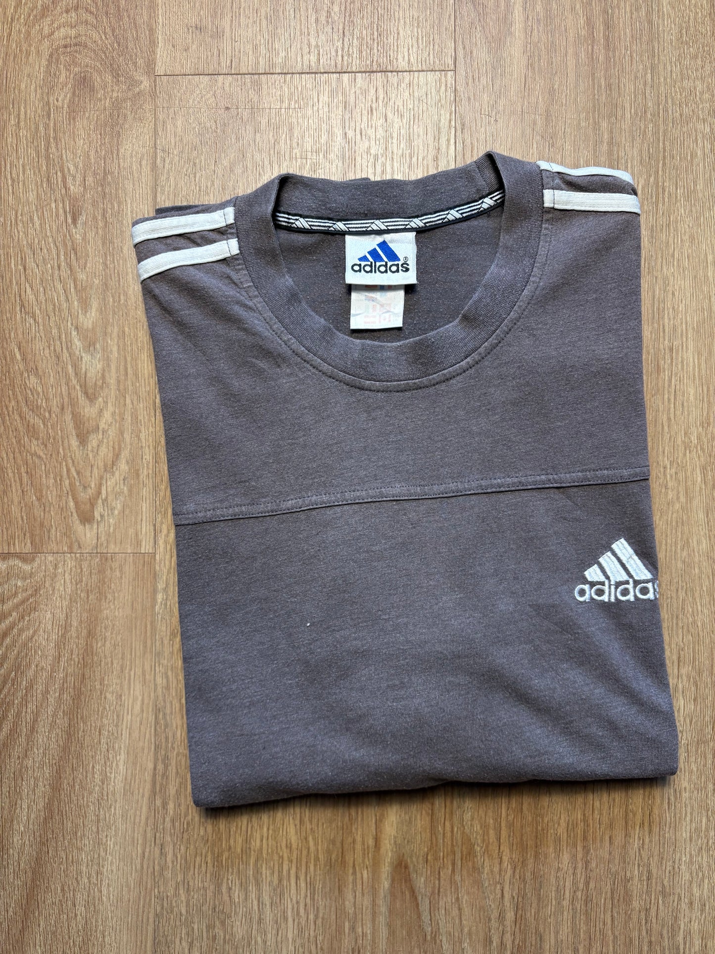 Vintage Adidas Three Stripes Dark Grey T-shirt (M)