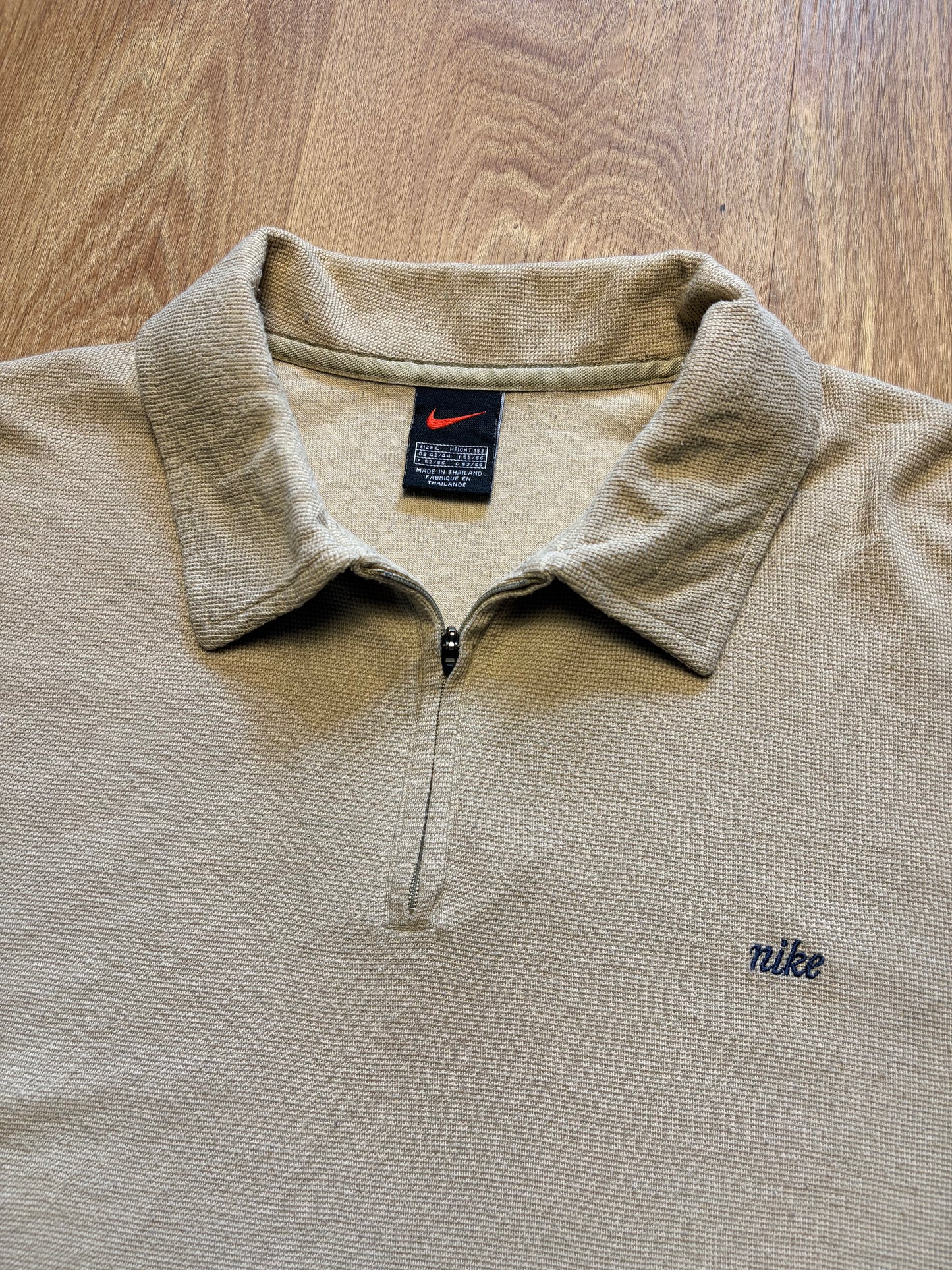 Vintage Nike Beige Quarter Zip Polo Top (L)
