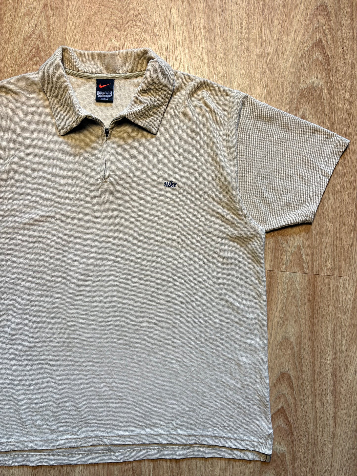 Vintage Nike Beige Quarter Zip Polo Top (L)
