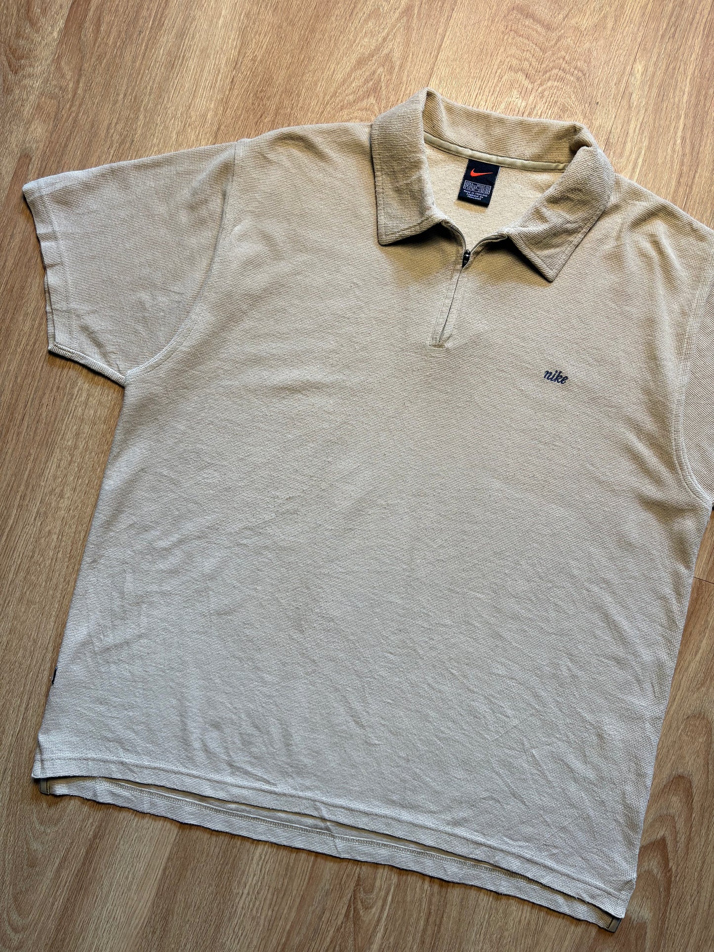 Vintage Nike Beige Quarter Zip Polo Top (L)