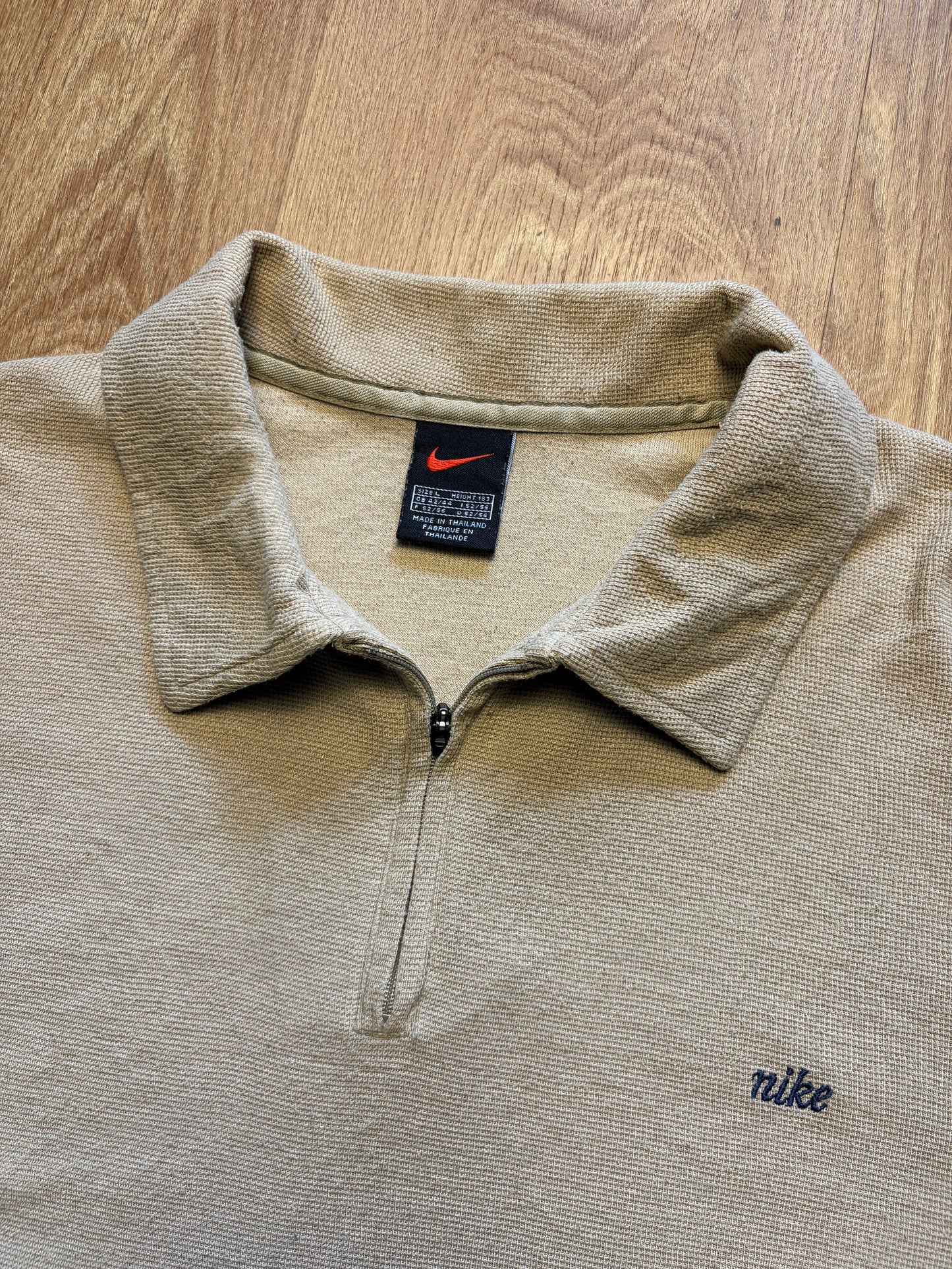 Vintage Nike Beige Quarter Zip Polo Top (L)