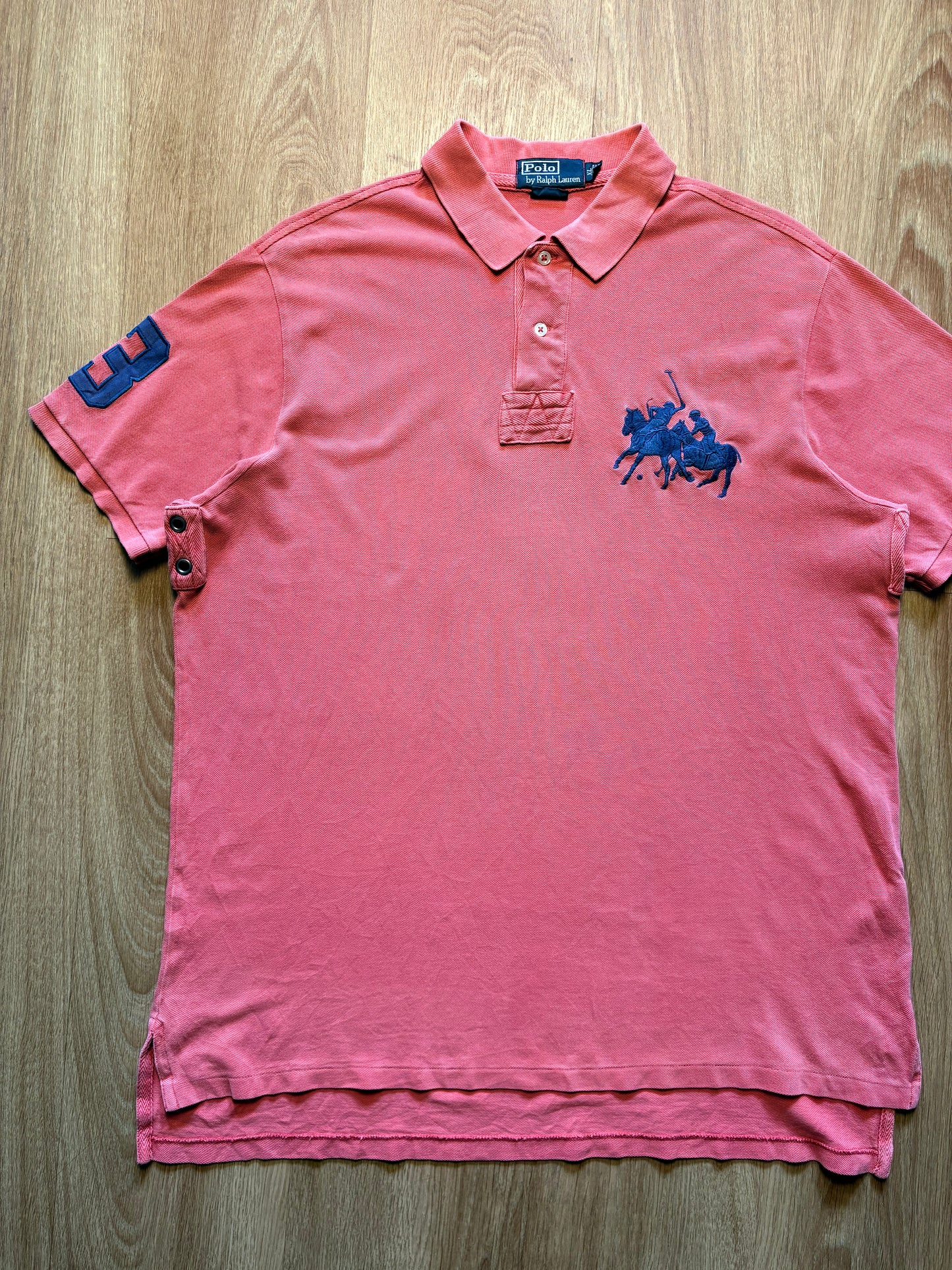 Ralph Lauren Big Horse 2000s Salmon Polo Top (XL)
