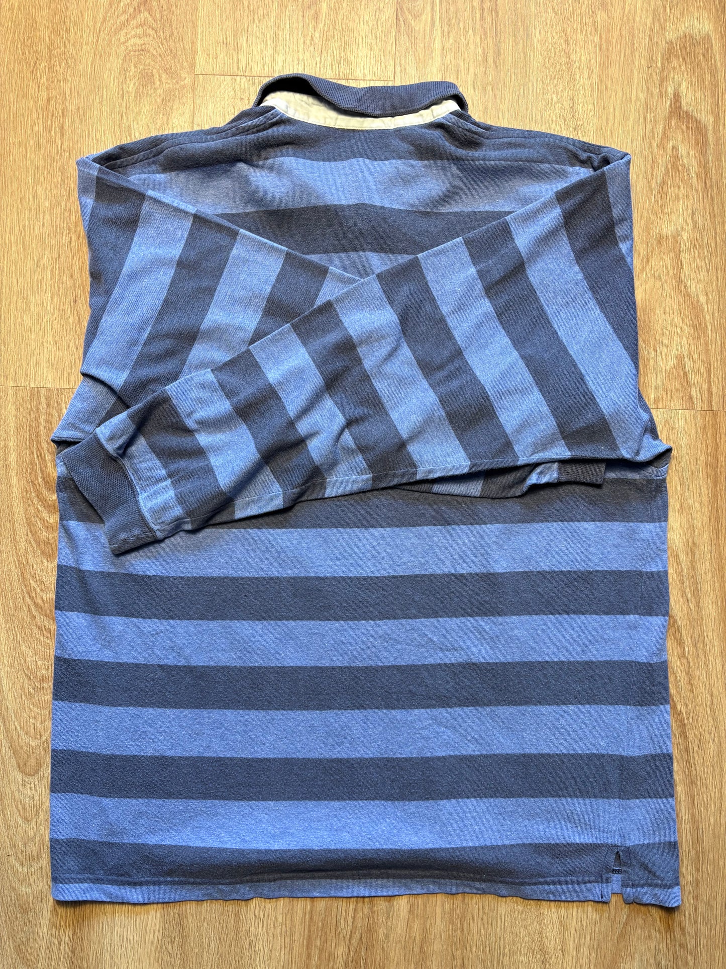 Vintage Lacoste Chemise Blue Stripe Rugby Top (L)