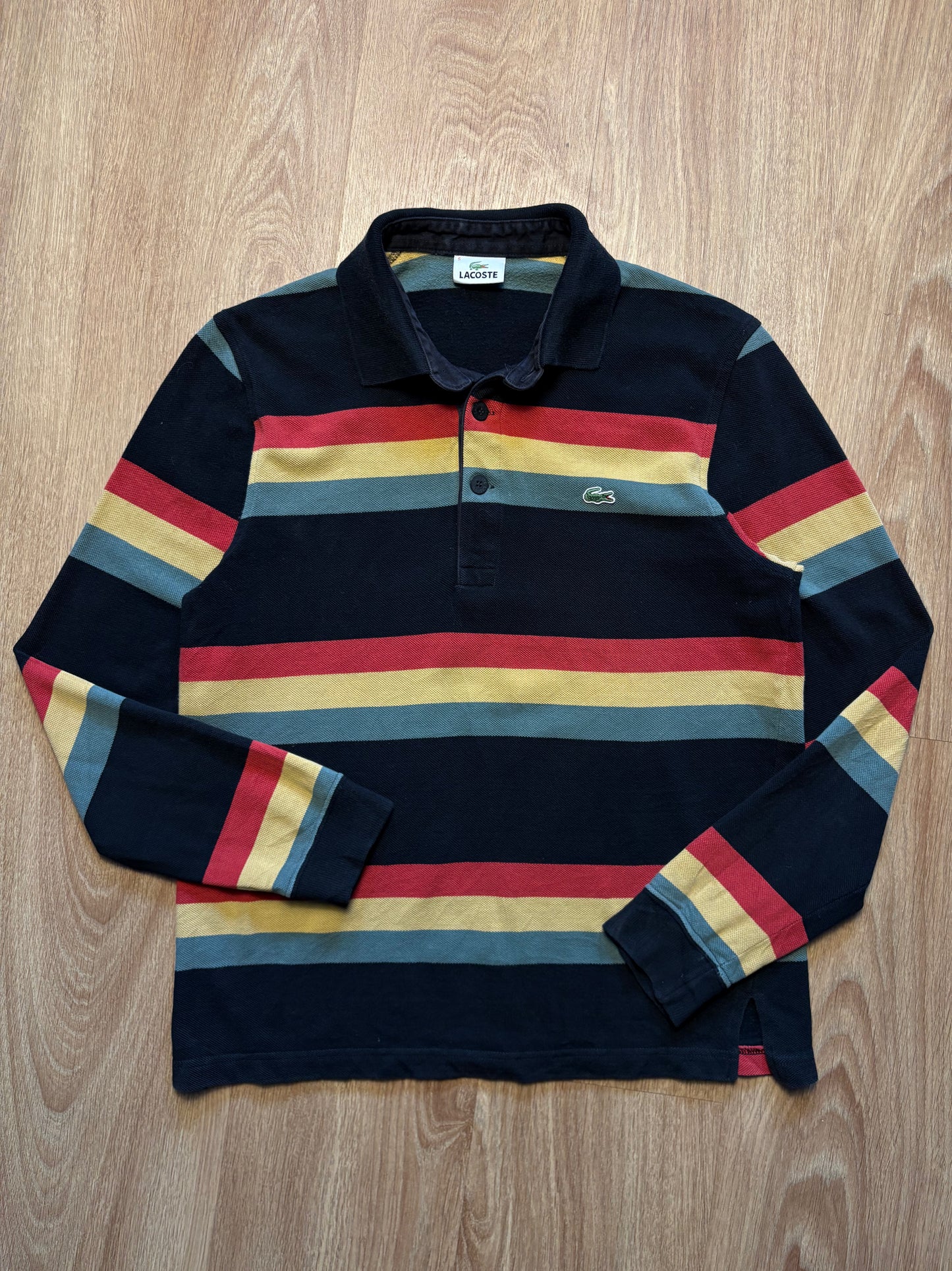 Vintage Lacoste Multi-colour Stripe Rugby Top (S)